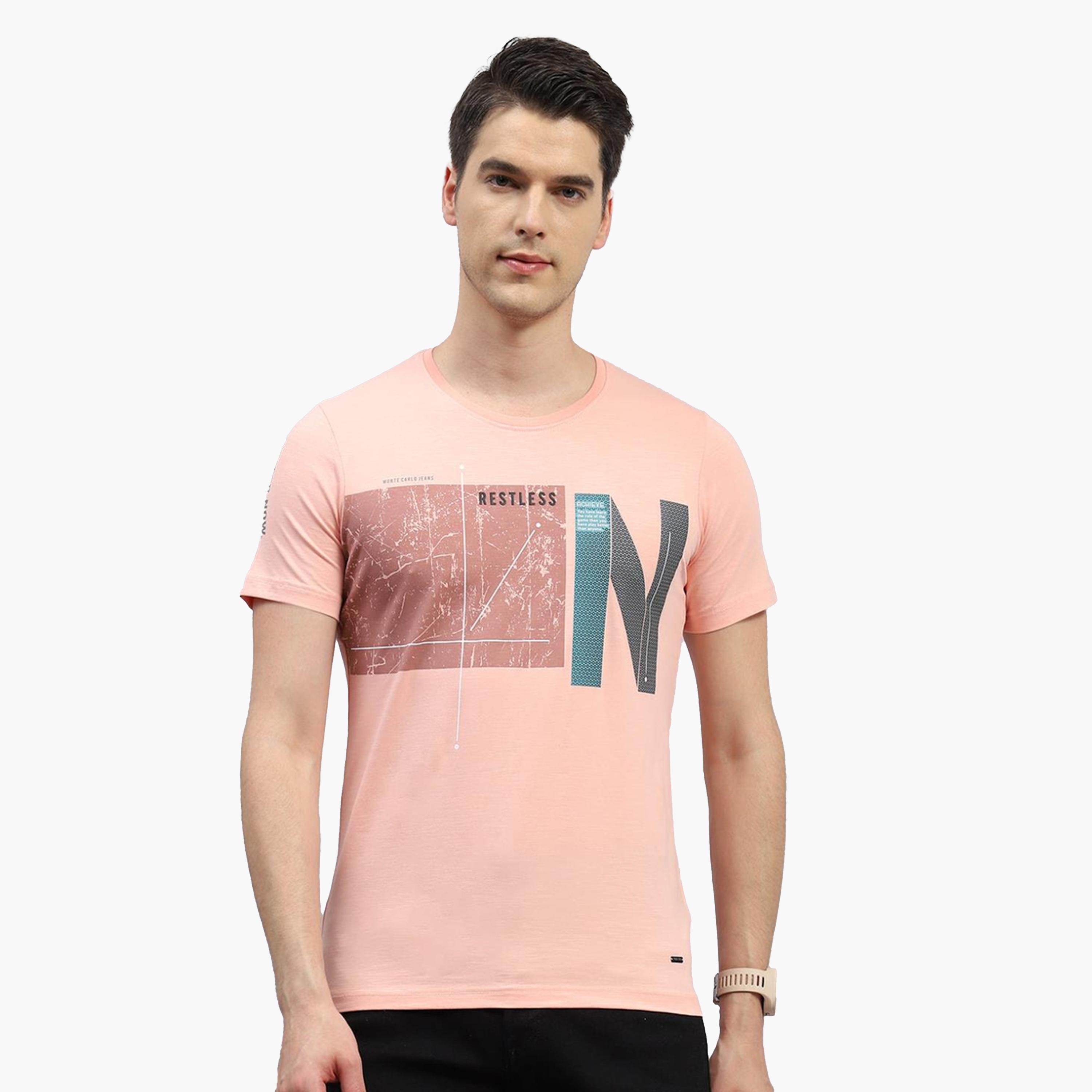 مونت كارلو × ستايلي-  تي شيرت رجالي وردي مطبوع - كاجوال ومريح-men-clothing-tshirtsandpolos-tshirts-image-1