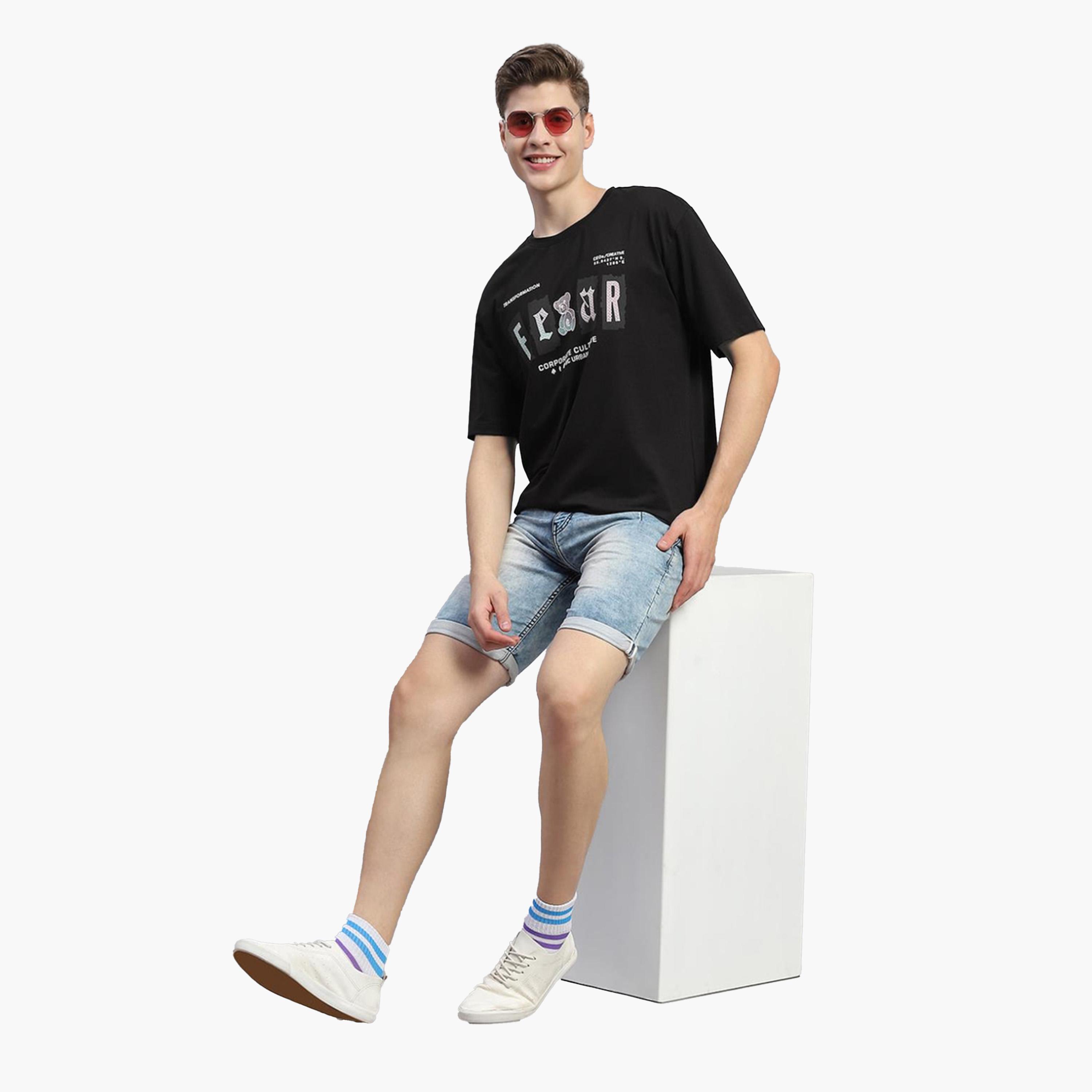 مونت كارلو × ستايلي-  تي شيرت رجالي مطبوع أسود رقبة دائرية وأكمام نصفية وقصة عادية-men-clothing-tshirtsandpolos-tshirts-image-2