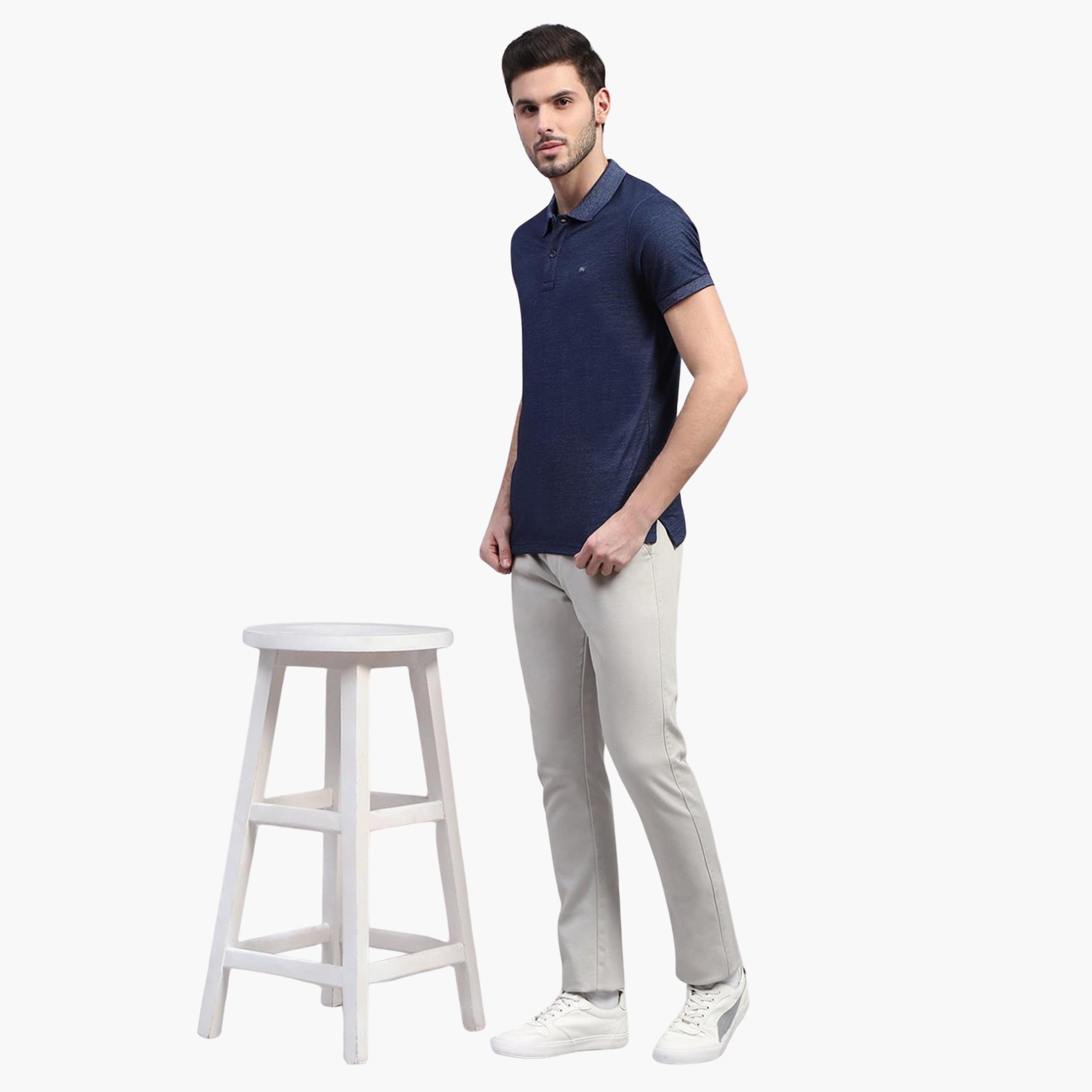 Monte Carlo X Styli Men Blue Solid Polo Neck Half Sleeve T-Shirt-men-clothing-tshirtsandpolos-tshirts-image-2