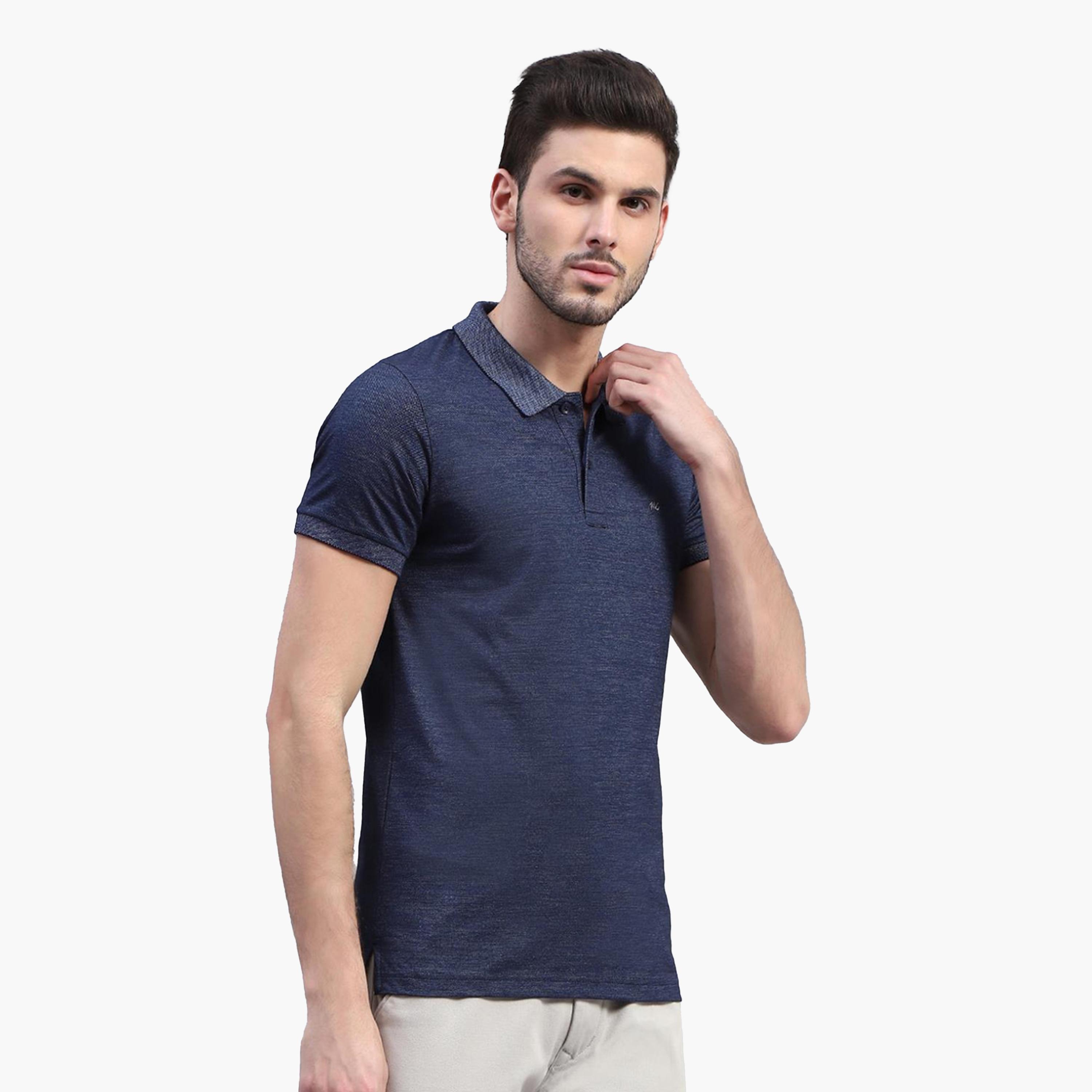 Monte Carlo X Styli Men Blue Solid Polo Neck Half Sleeve T-Shirt-men-clothing-tshirtsandpolos-tshirts-image-3