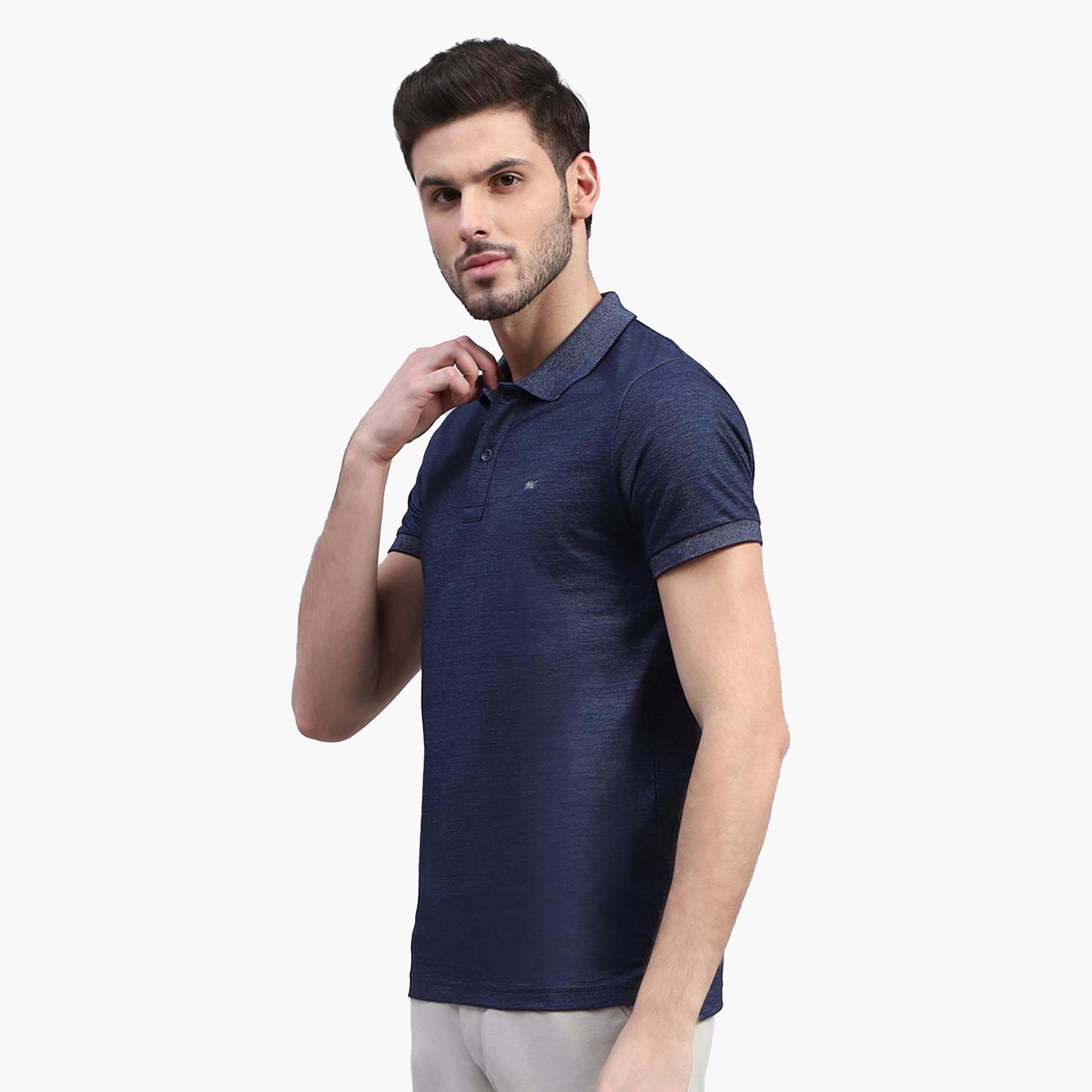 Monte Carlo X Styli Men Blue Solid Polo Neck Half Sleeve T-Shirt-men-clothing-tshirtsandpolos-tshirts-image-5