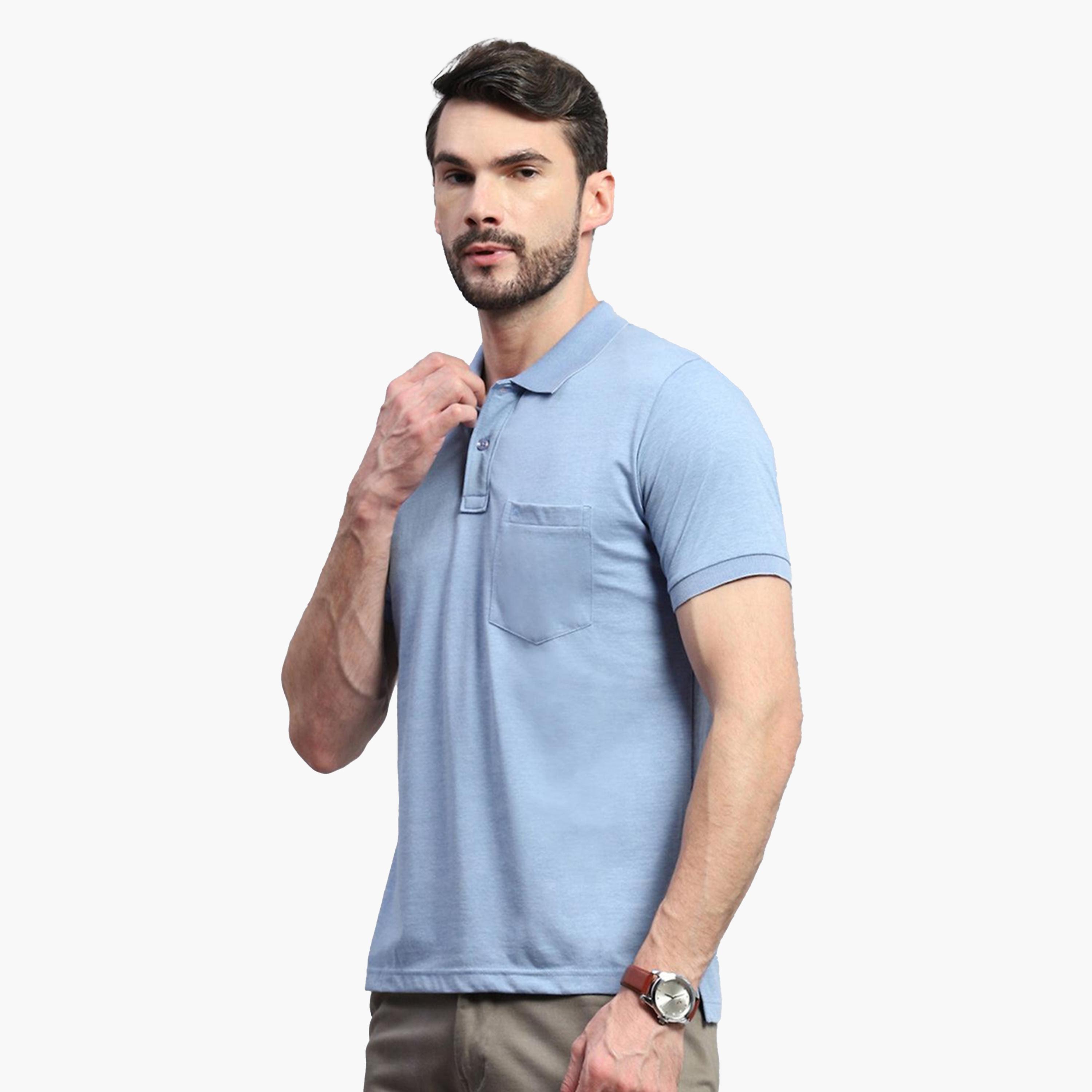 مونت كارلو × ستايلي-  تي شيرت رجالي أزرق سادة ياقة دائرية وأكمام نصفية-men-clothing-tshirtsandpolos-tshirts-image-5