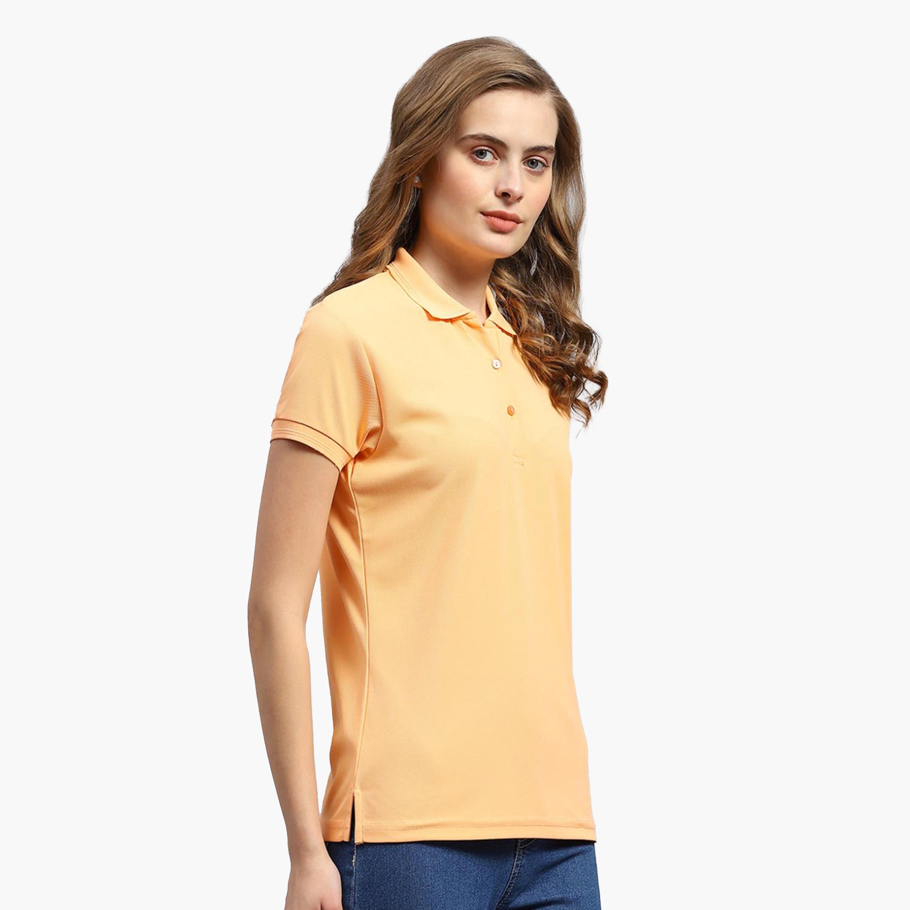 روك.ات ×ستايلي - تي شيرت بولو سادة للنساء - خوخي-women-clothing-tshirts-image-3