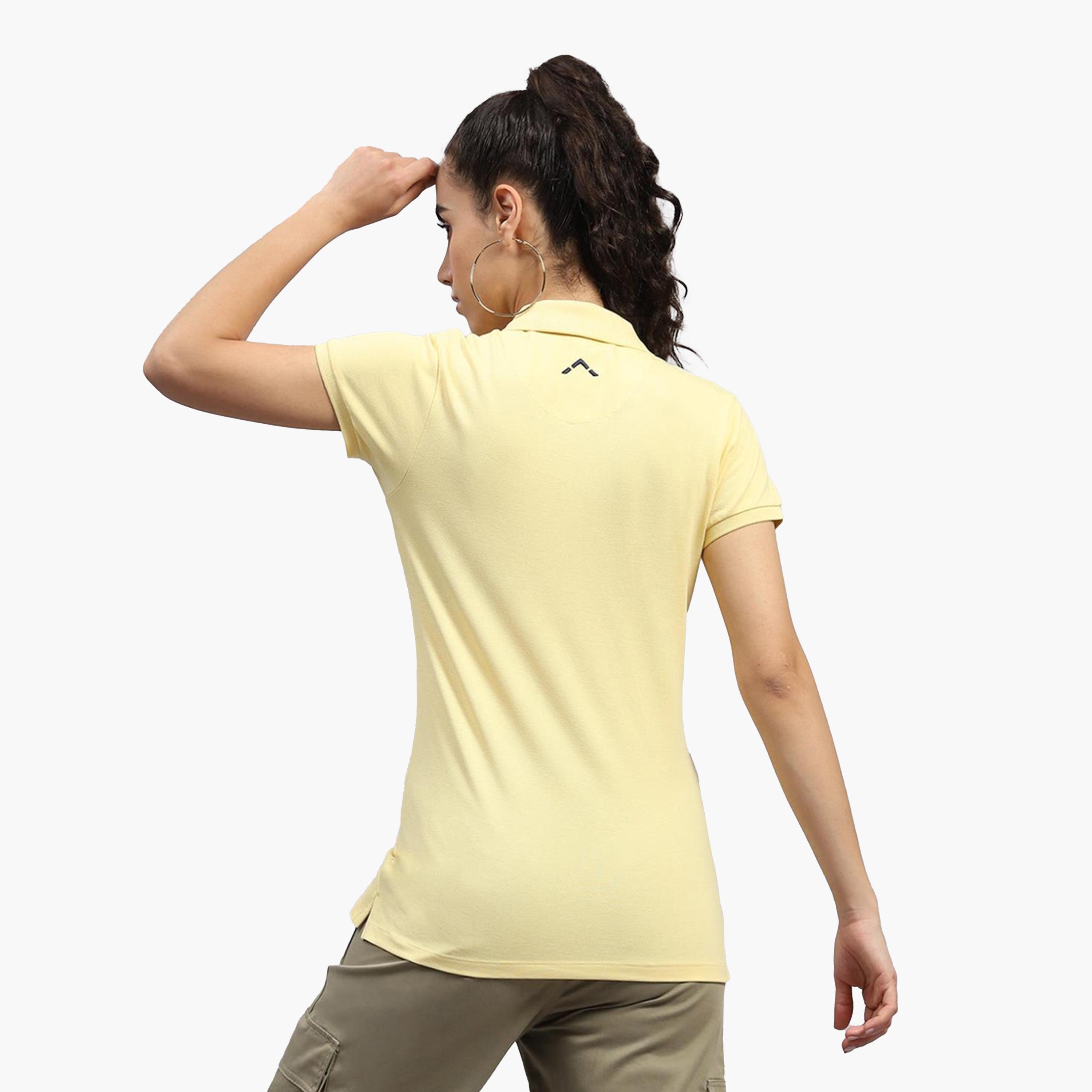 روك.ات ×ستايلي - تي شيرت نسائي أصفر سادة بياقة بولو وأكمام قصيرة وقصة أنيقة-women-clothing-tshirts-image-4