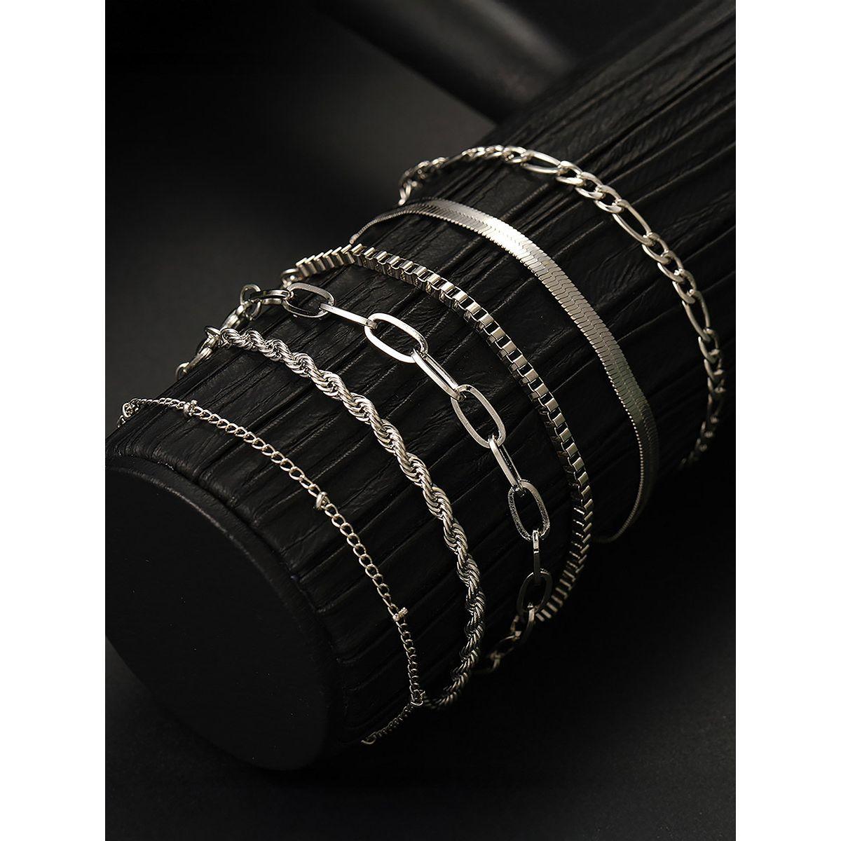 مجموعة من 6 - سوار يد بتفاصيل بارزة الملمس-women-watchesandjewellery-jewellery-banglesandbracelets-image-2