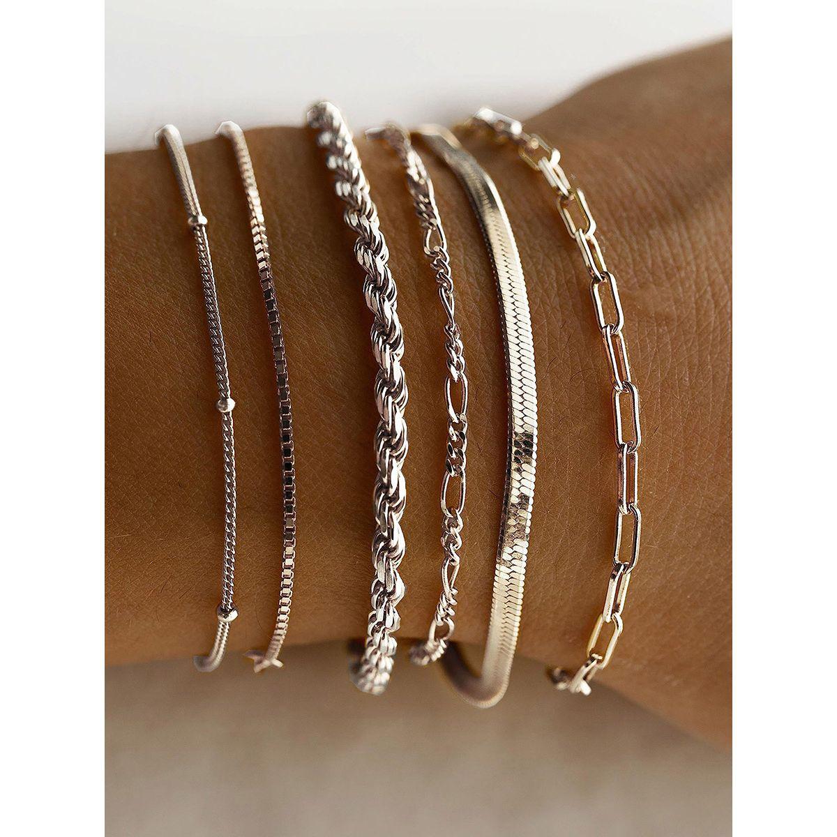 مجموعة من 6 - سوار يد بتفاصيل بارزة الملمس-women-watchesandjewellery-jewellery-banglesandbracelets-image-3