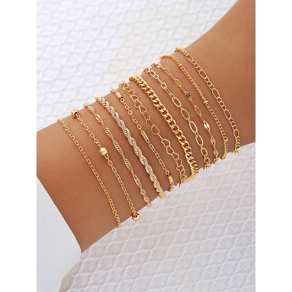 طقم من 11 - سوار يد بتفاصيل بارزة الملمس-women-watchesandjewellery-jewellery-banglesandbracelets-image-1