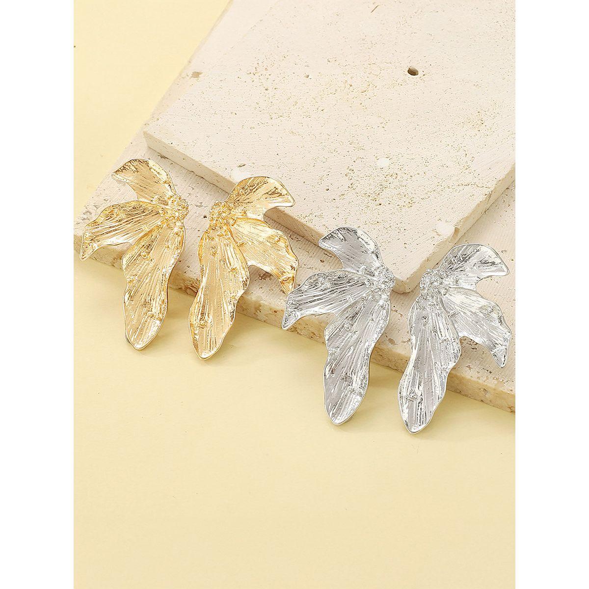 Styli Textured Leaf Shaped Earrings-women-watchesandjewellery-jewellery-earrings-image-4