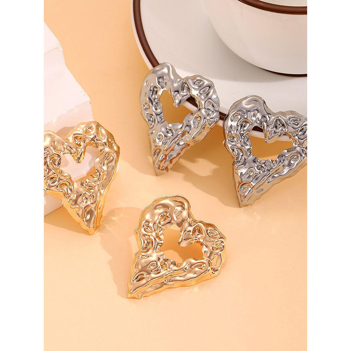 أقراط بنمط قلب وتفاصيل بارزة الملمس-women-watchesandjewellery-jewellery-earrings-image-5