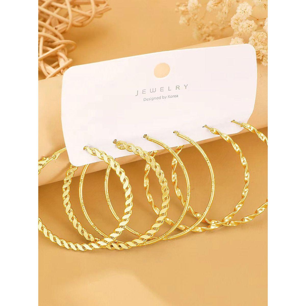 Styli Set of 3 - Textured Hoop Earrings-women-watchesandjewellery-jewellery-earrings-image-1