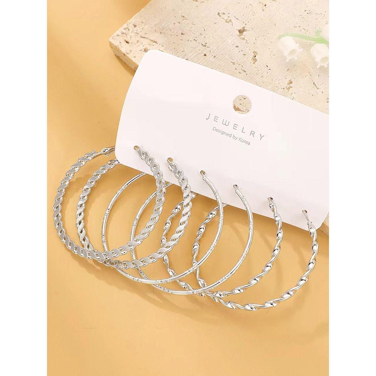 Styli Set of 3 - Textured Hoop Earrings-women-watchesandjewellery-jewellery-earrings-image-1