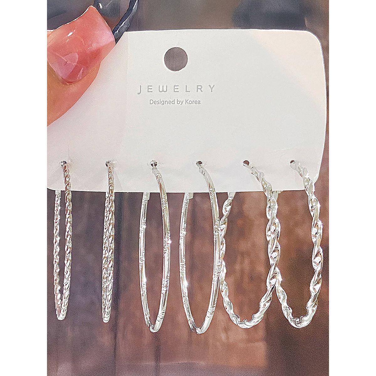 Styli Set of 3 - Textured Hoop Earrings-women-watchesandjewellery-jewellery-earrings-image-2