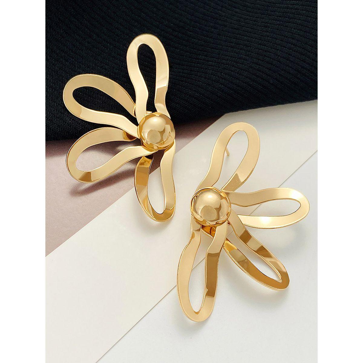 Styli Big Hollow Flower Earrings-women-watchesandjewellery-jewellery-earrings-image-2