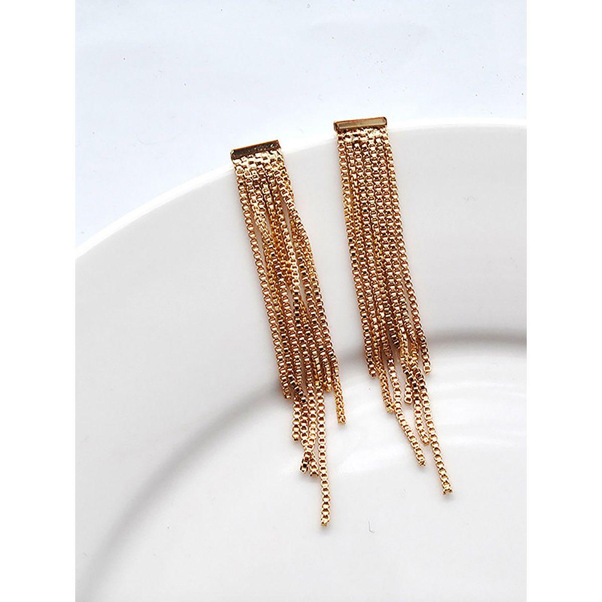 Styli Textured Tasseled Earrings-women-watchesandjewellery-jewellery-earrings-image-2