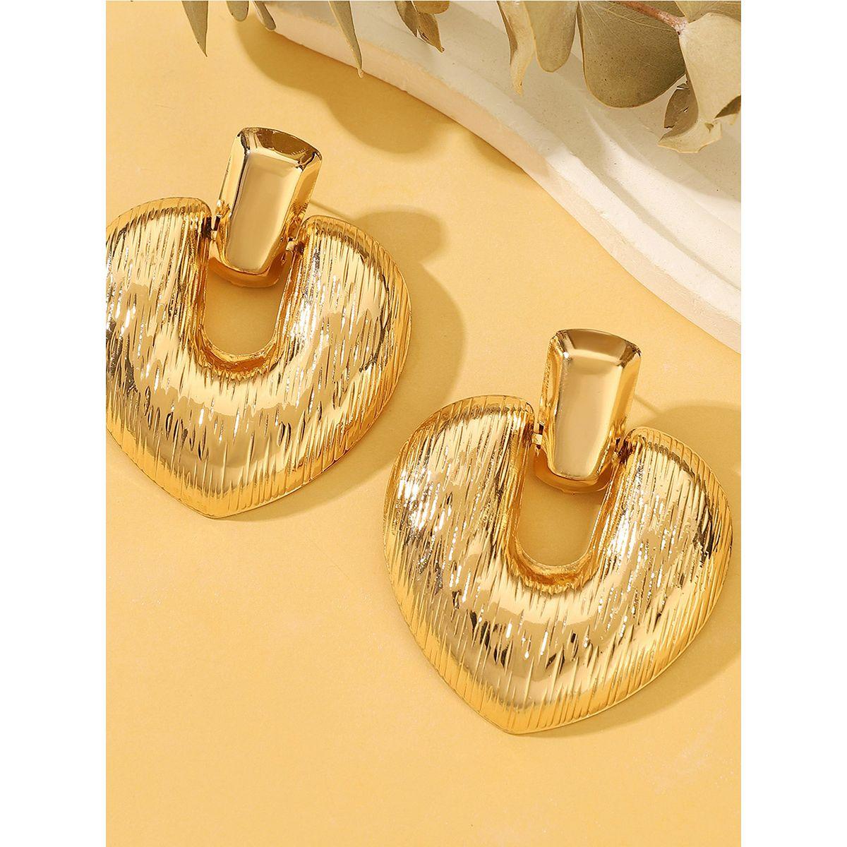 Styli Textured Retro Big Drop Earrings-women-watchesandjewellery-jewellery-earrings-image-3