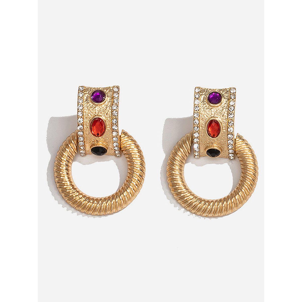 Styli Embellished Rhinestone Earrings-women-watchesandjewellery-jewellery-earrings-image-2