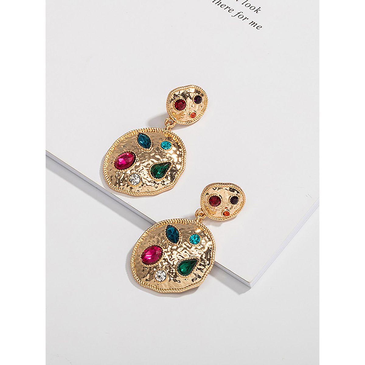 Styli Rhinestone Detail Dangle Earrings-women-watchesandjewellery-jewellery-earrings-image-1