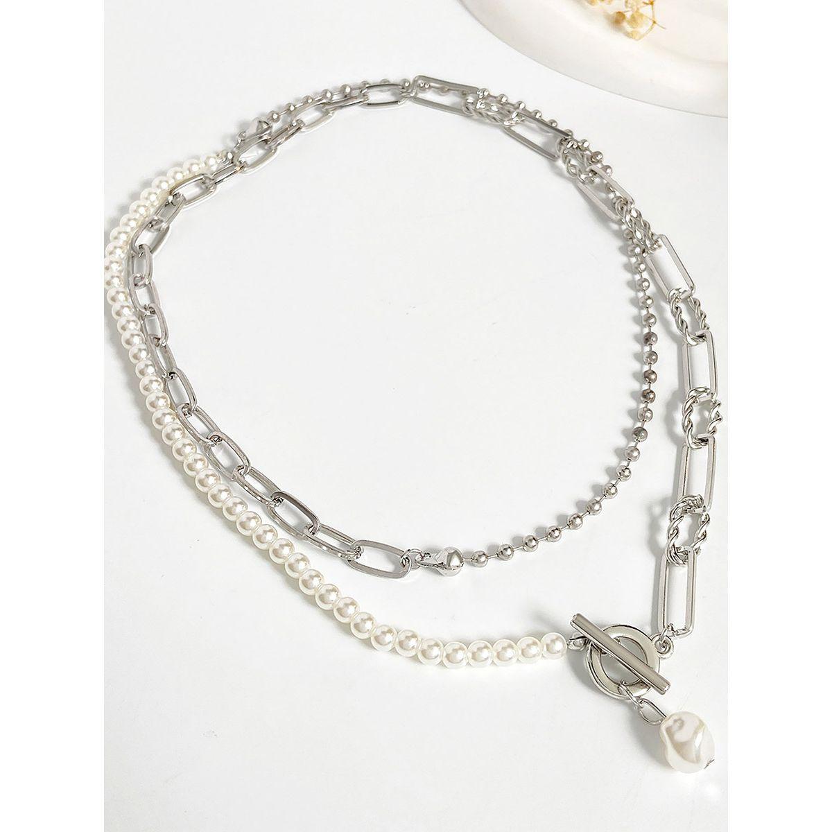 Styli Faux Pearl Beaded Layered Necklace with Toggle Clasp-women-watchesandjewellery-jewellery-necklacesandpendants-image-2