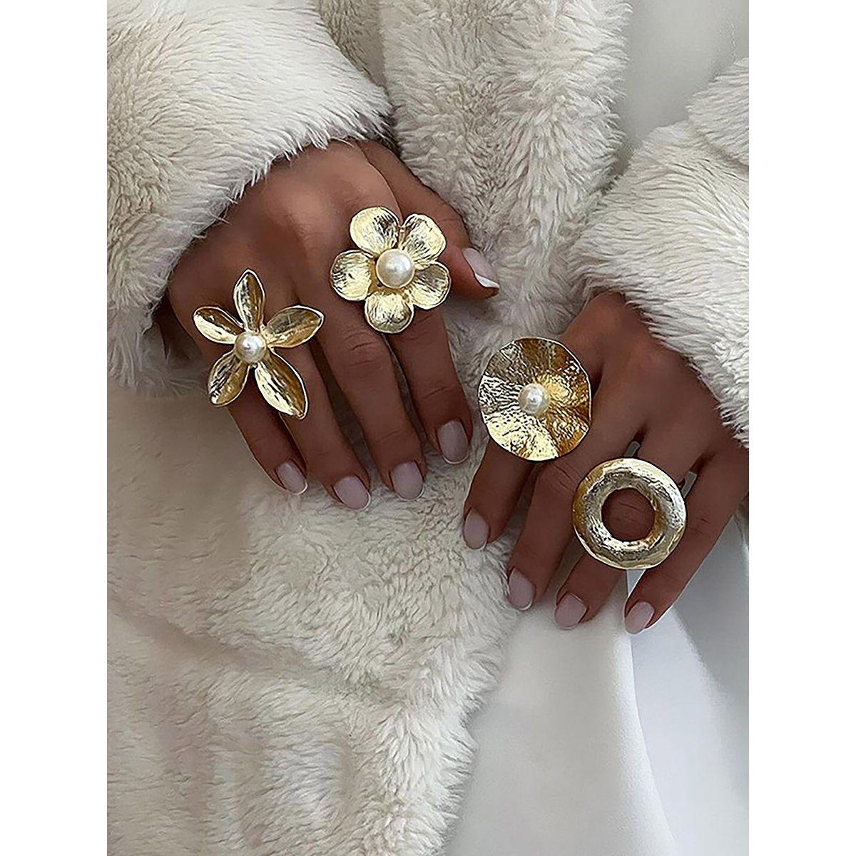 Styli Faux Pearl Detail Flower Ring-women-watchesandjewellery-jewellery-rings-image-4