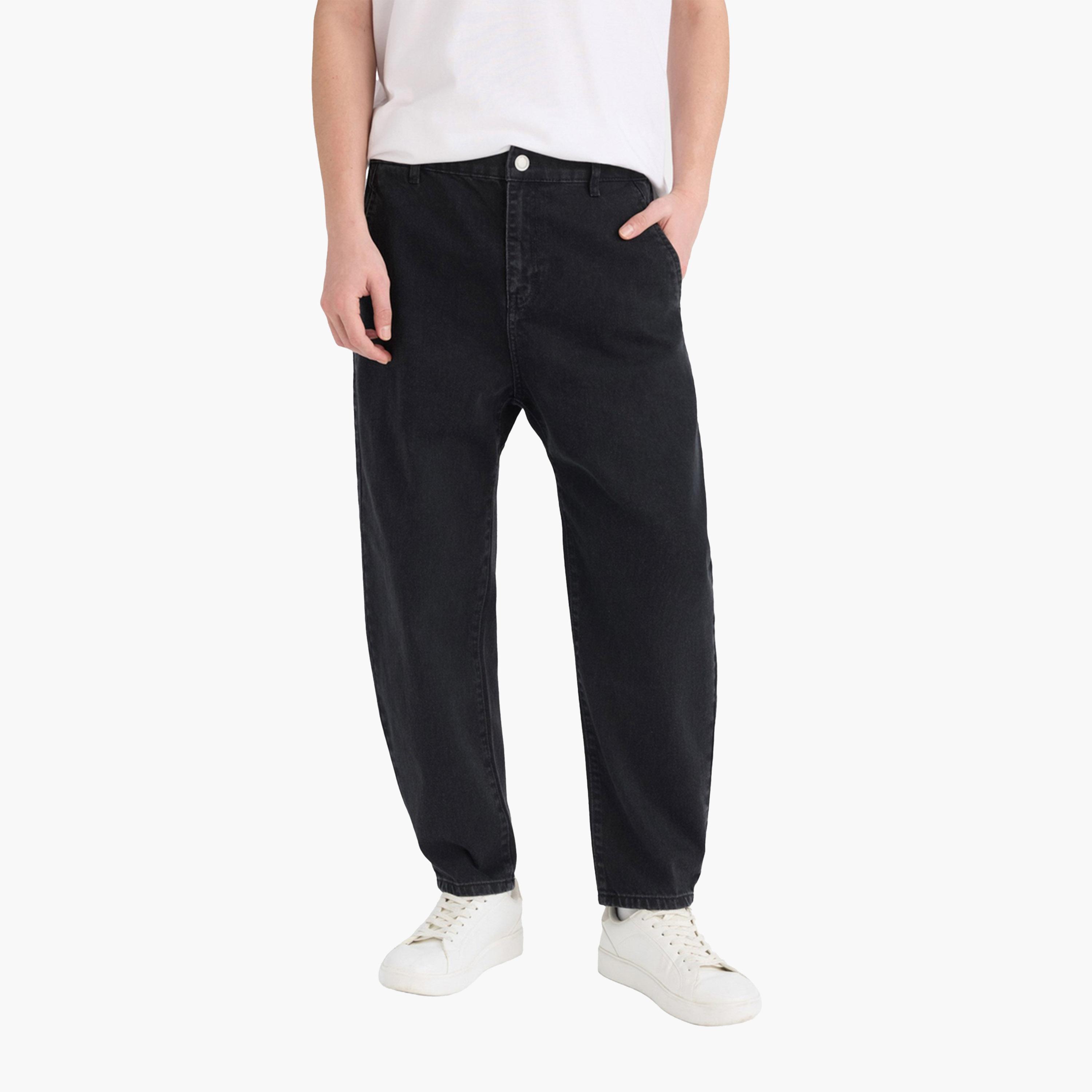 DeFacto X Styli Men's Dark Wash Black Jeans-men-clothing-bottoms-jeans-image-5