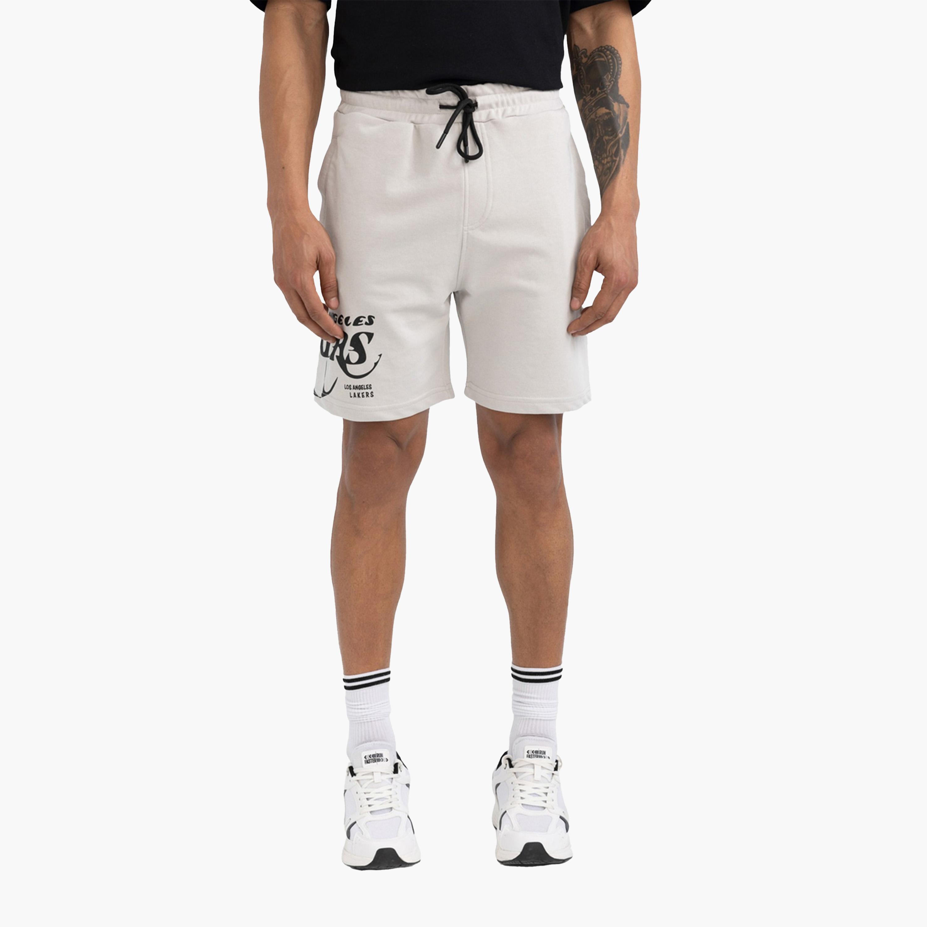 DeFacto X Styli Grey LA Lakers Logo Shorts-men-clothing-bottoms-shorts-image-1
