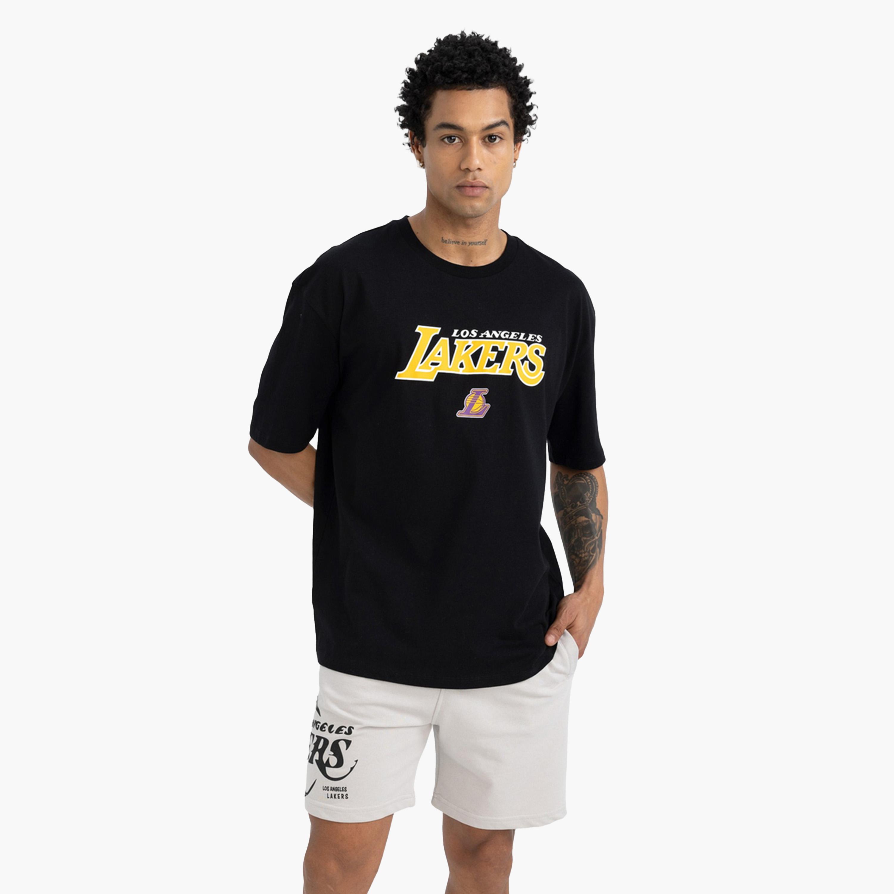 DeFacto X Styli Grey LA Lakers Logo Shorts-men-clothing-bottoms-shorts-image-6