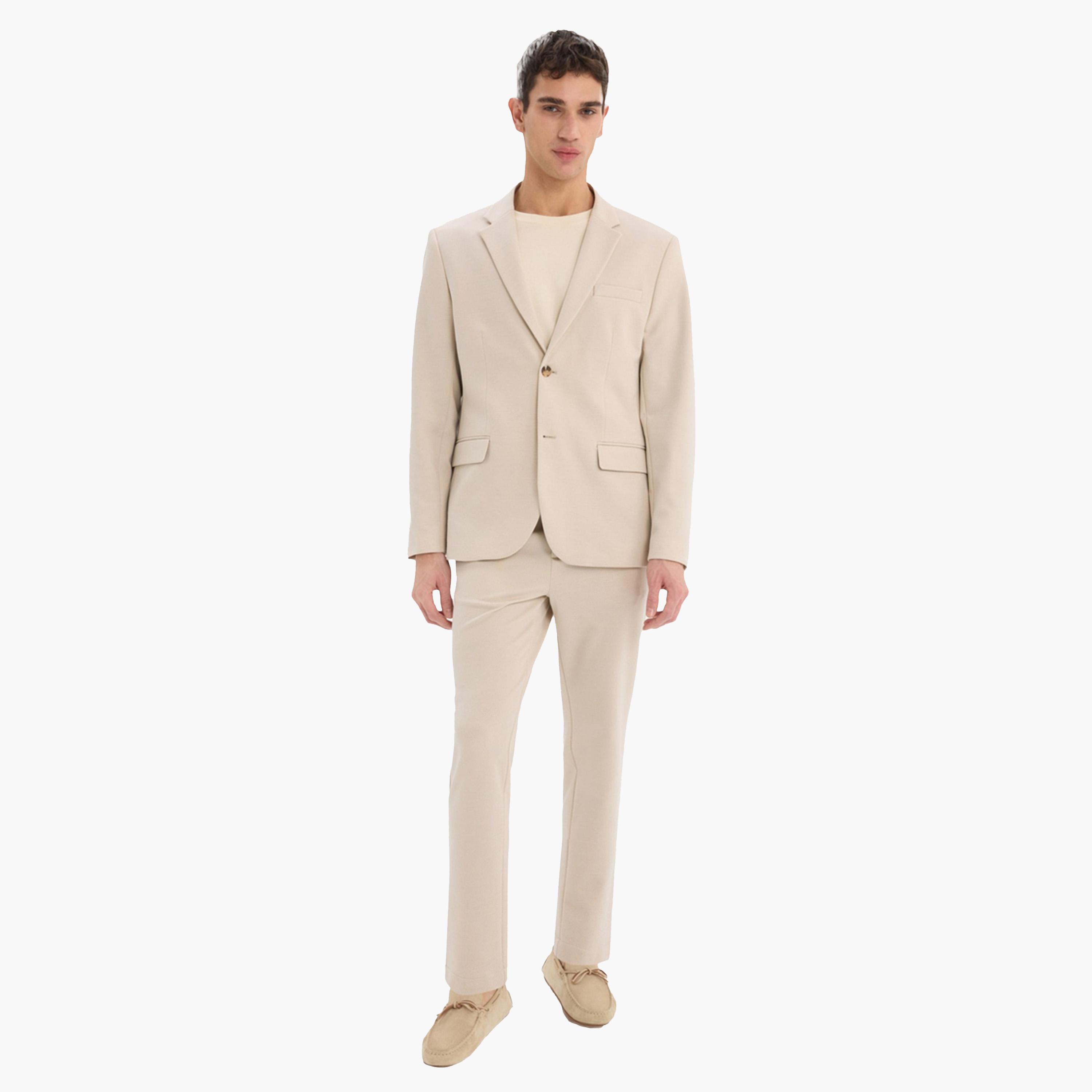 ديفاكتو × ستايلي-  بنطال رجالي بيج بجيوب أساسية بساق مستقيمة-men-clothing-bottoms-trousersandchinos-trousers-image-1