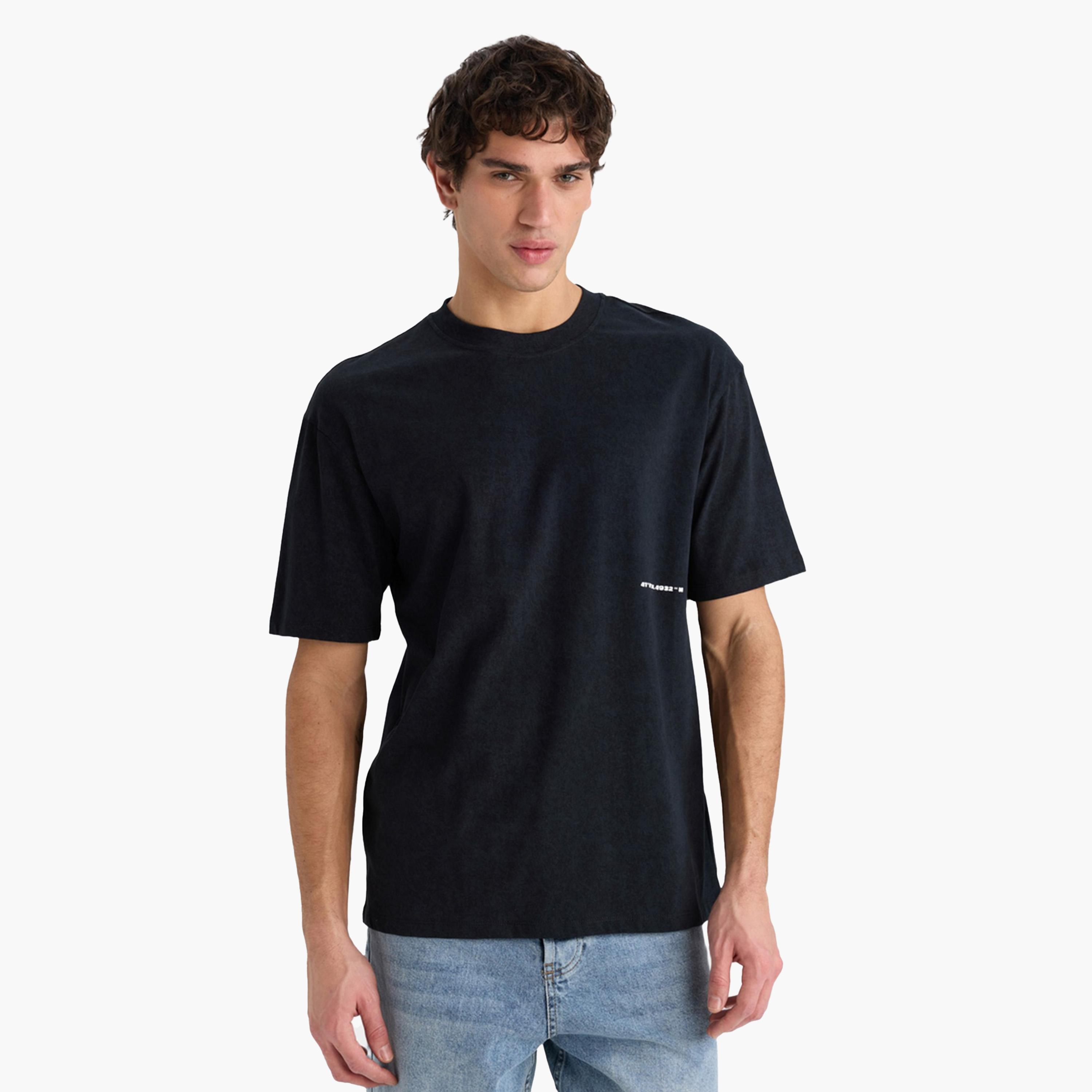 DeFacto X Styli Men Black Boxy Fit Crew Neck Printed TShirt-men-clothing-tshirtsandpolos-tshirts-image-3