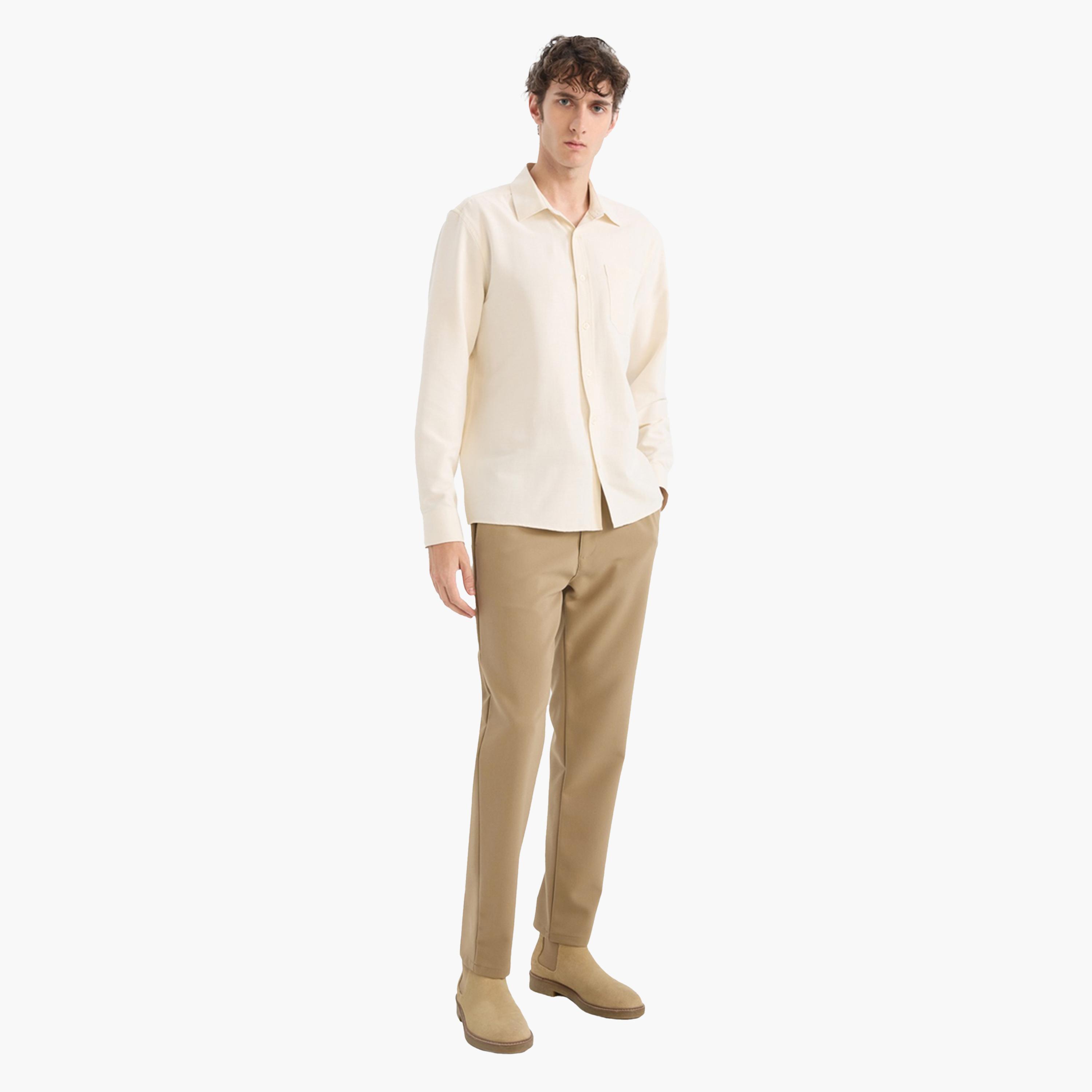 DeFacto X Styli Men Beige Button-Down Long Sleeve Shirt-men-clothing-shirts-image-2