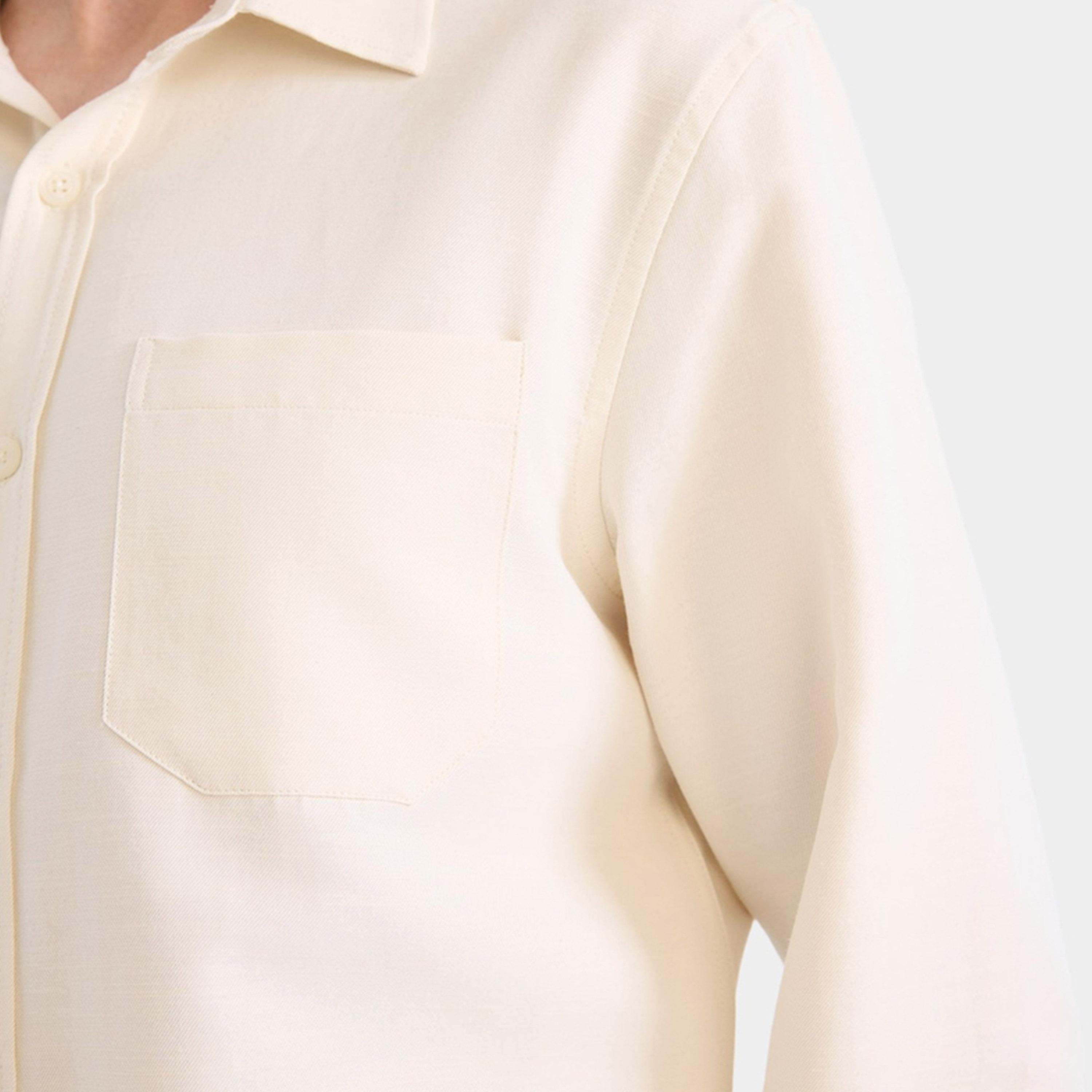 ديفاكتو × ستايلي-  قميص رجالي بيج بأكمام طويلة وأزرار-men-clothing-shirts-image-3