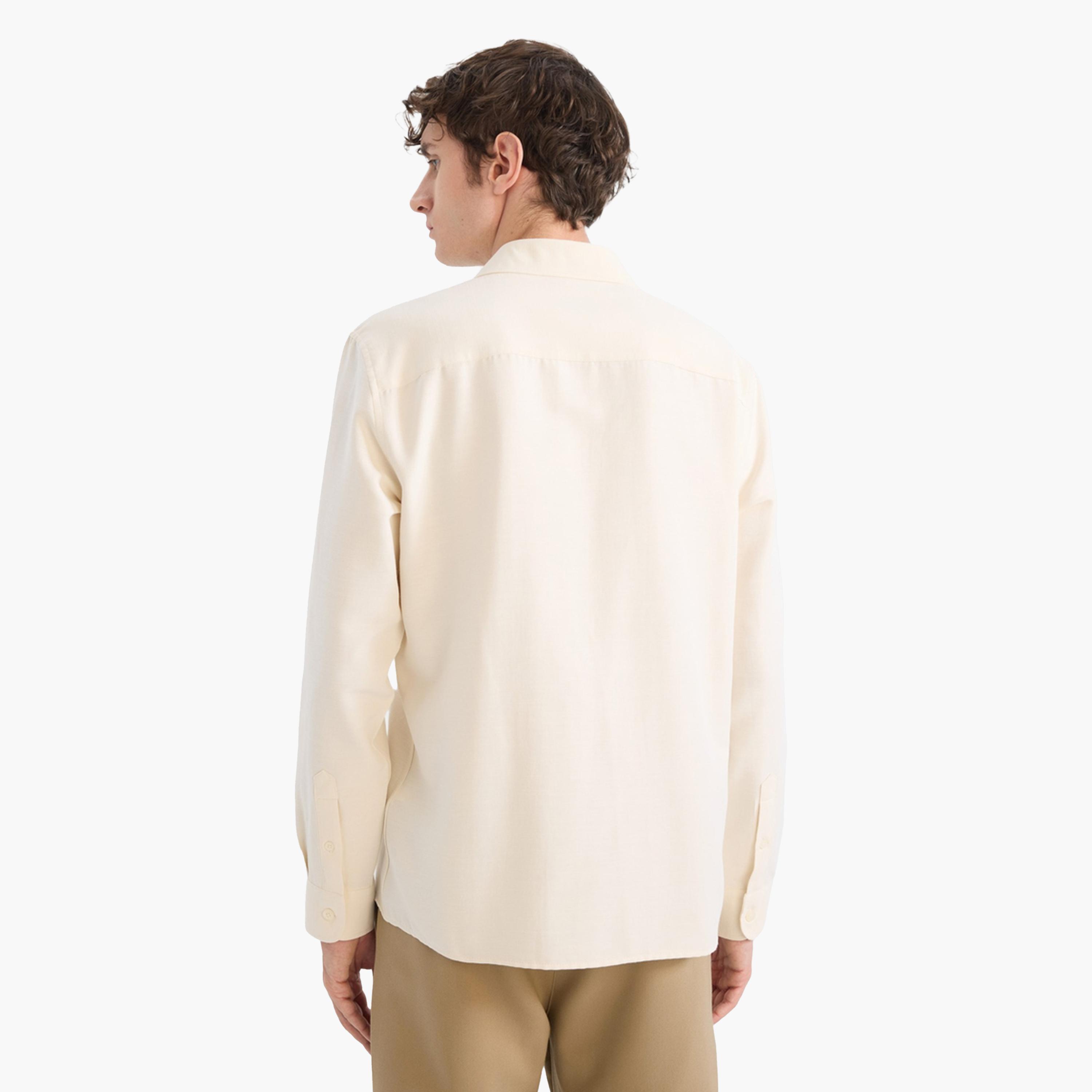 DeFacto X Styli Men Beige Button-Down Long Sleeve Shirt-men-clothing-shirts-image-4