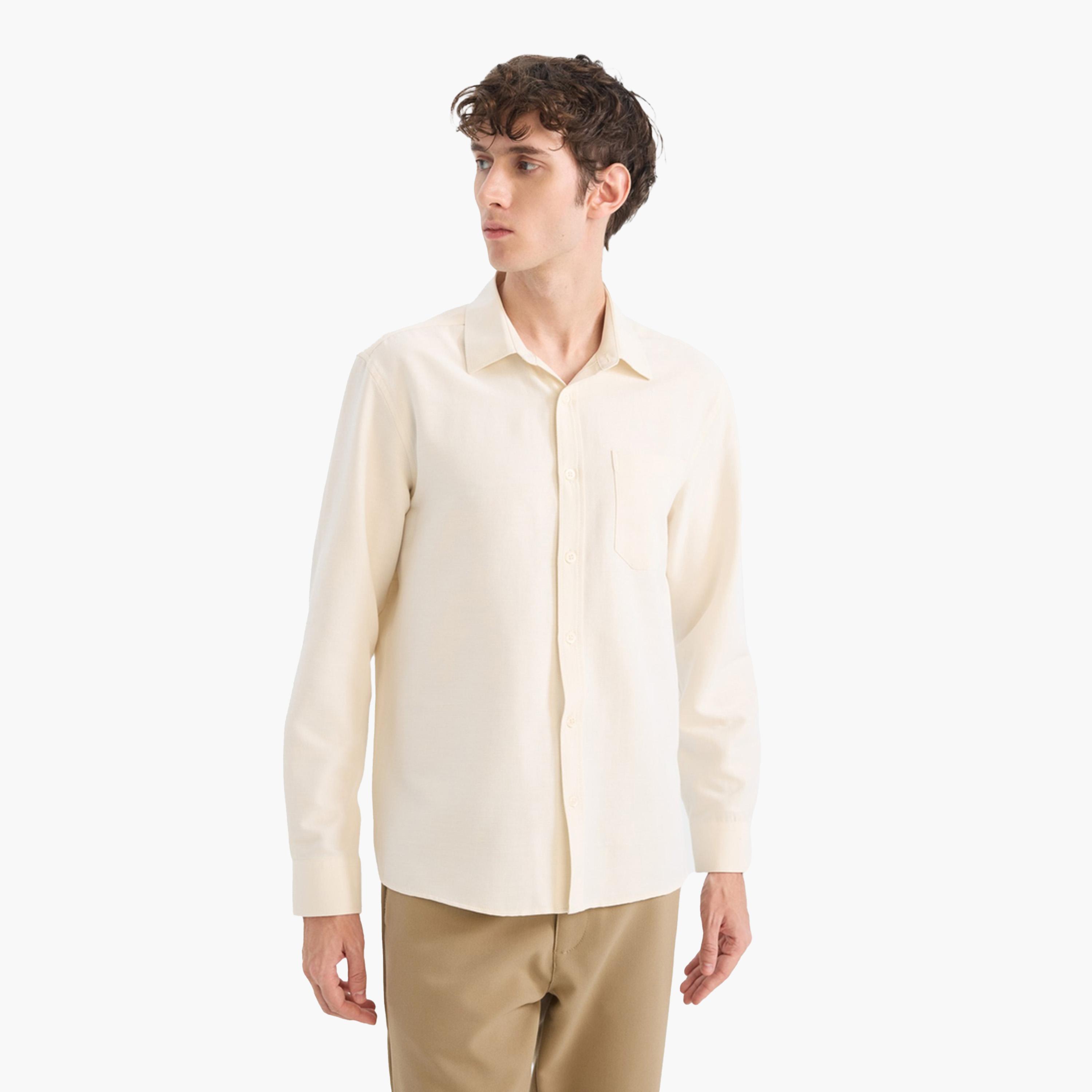 DeFacto X Styli Men Beige Button-Down Long Sleeve Shirt-men-clothing-shirts-image-5