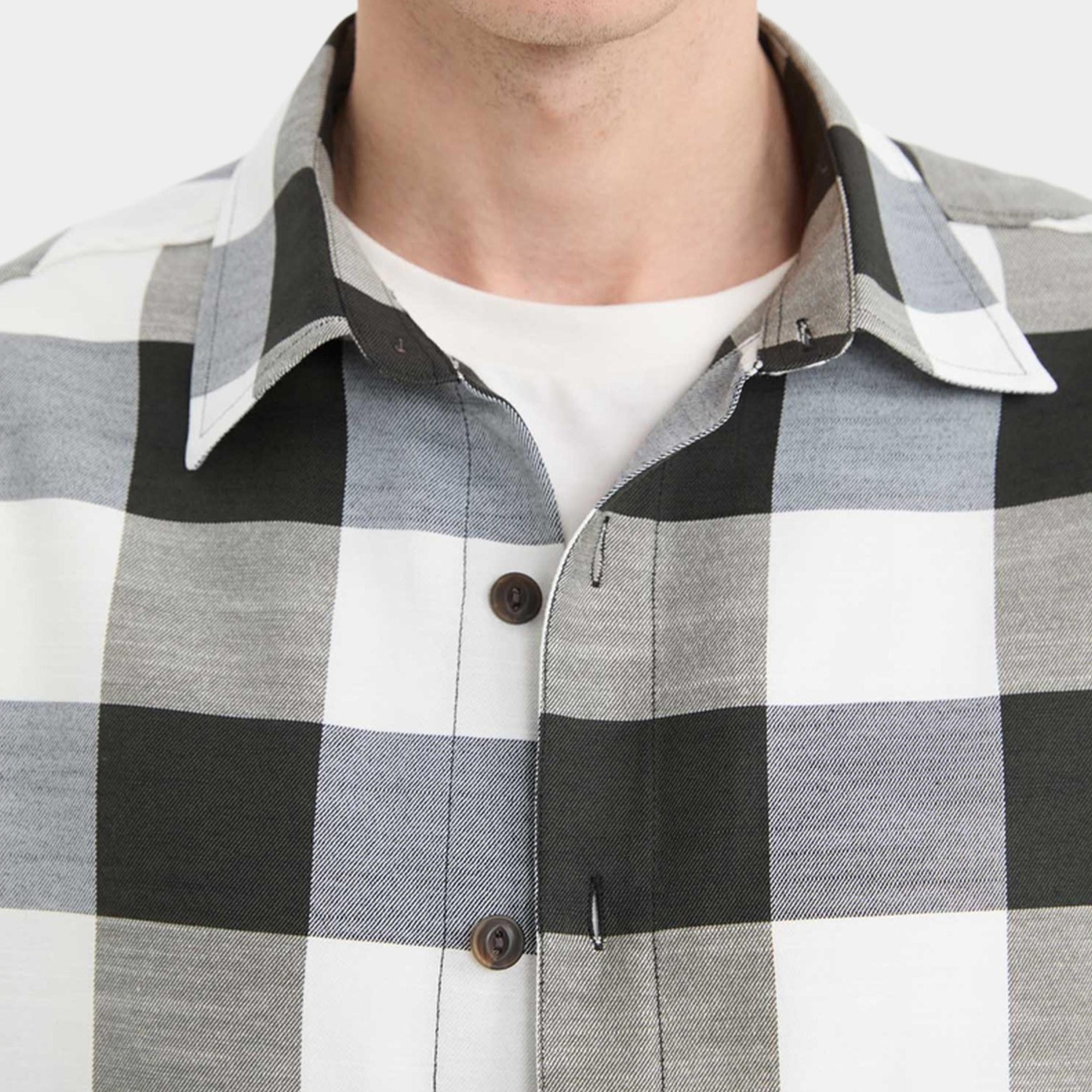 ديفاكتو × ستايلي-  قميص رجالي منقوش بأكمام طويلة باللونين الأسود والأبيض-men-clothing-shirts-image-4