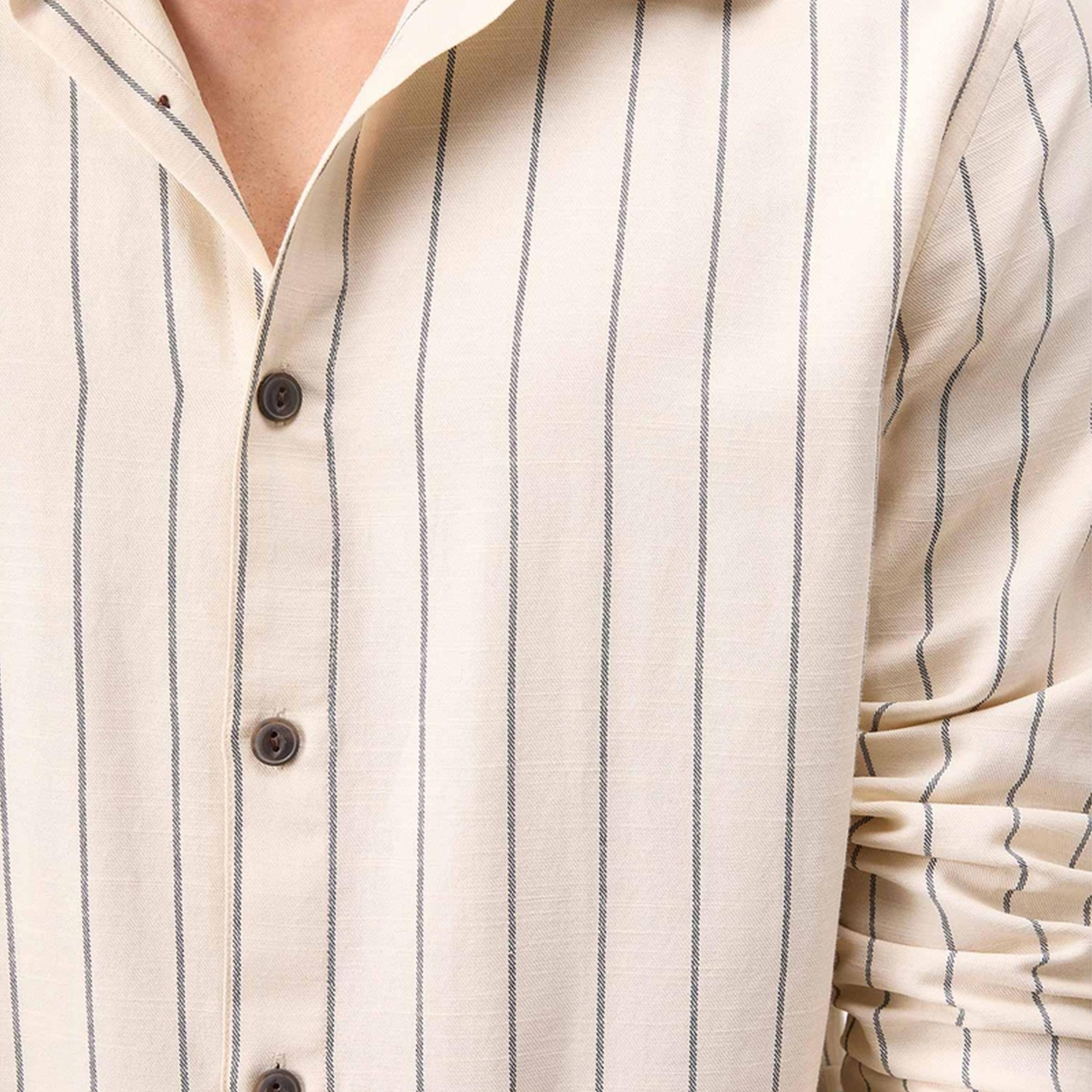 DeFacto X Styli Mens Beige Checked Button-Down Collar Long Sleeve Shirt-men-clothing-shirts-image-4