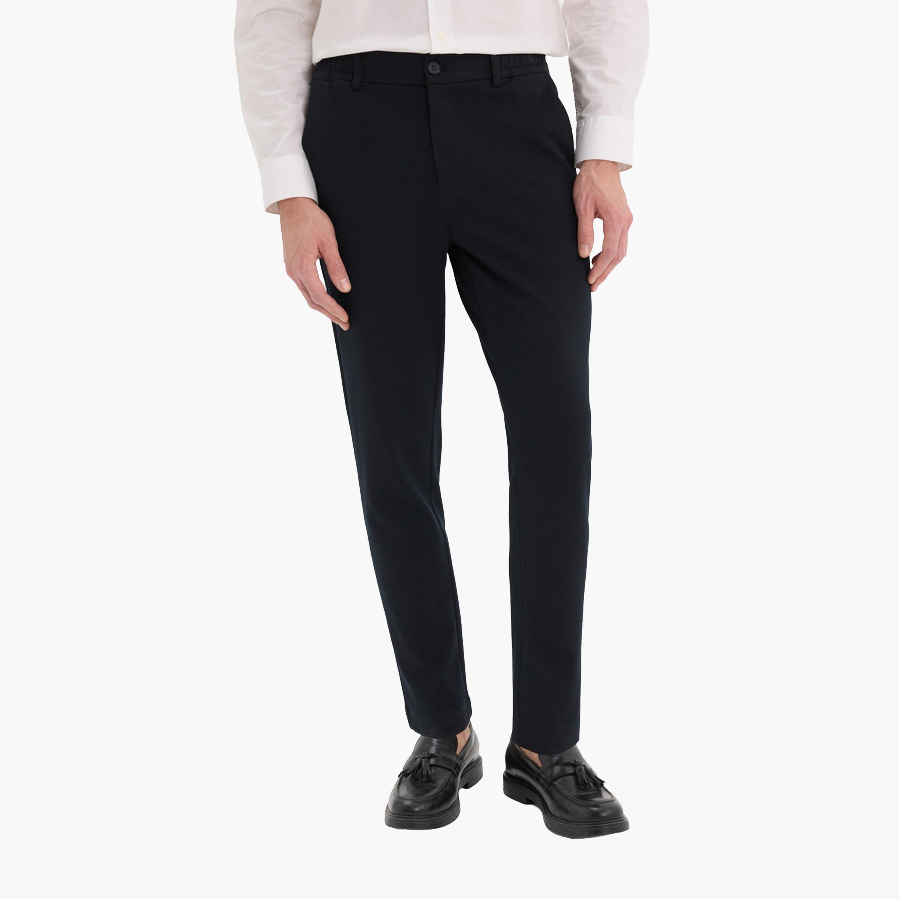 ديفاكتو × ستايلي-  بنطال رجالي رسمي مستقيم باللون الأزرق الداكن-men-clothing-bottoms-trousersandchinos-trousers-image-2