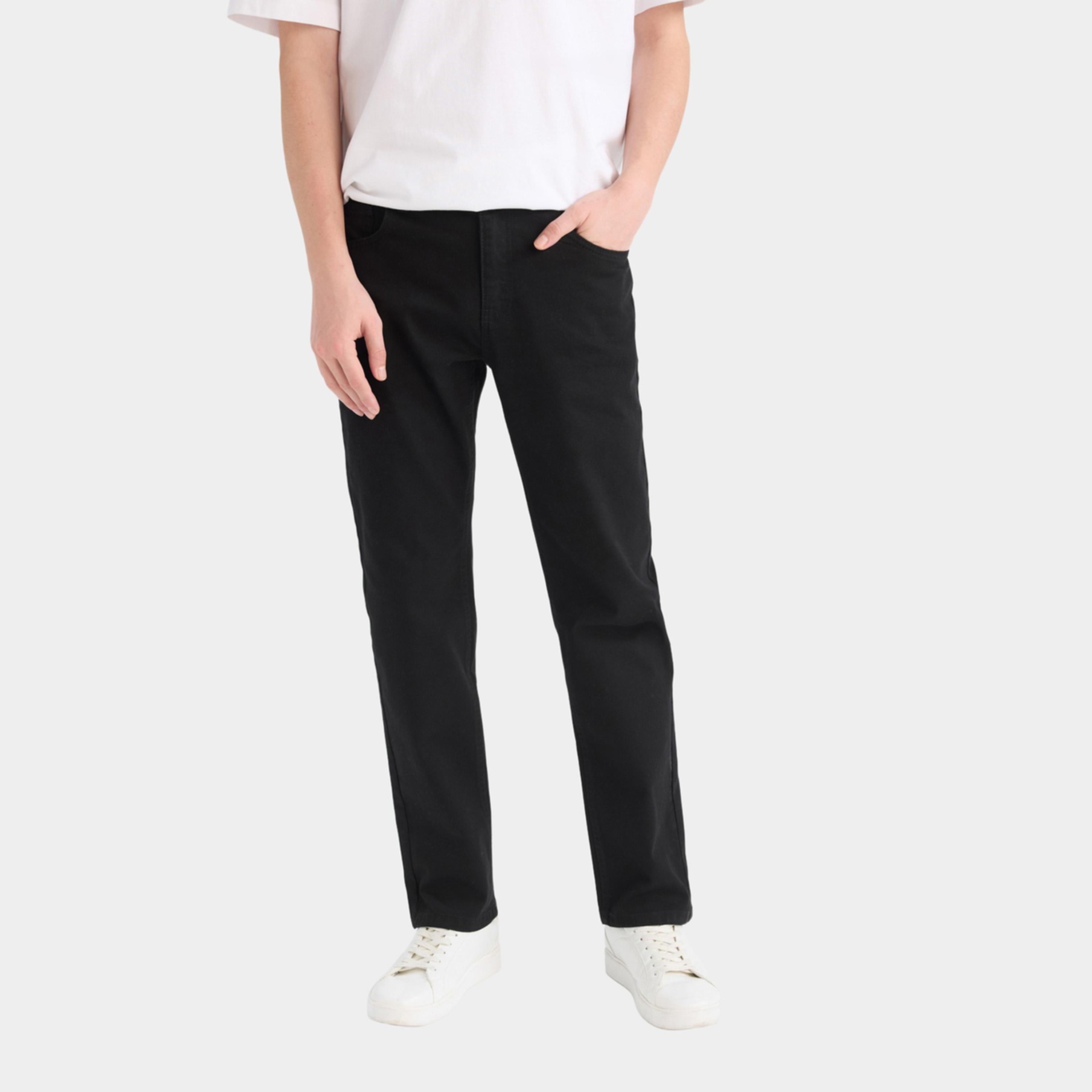 ديفاكتو × ستايلي - بنطال جينز رجالي أسود داكن سادة-men-clothing-bottoms-jeans-image-1
