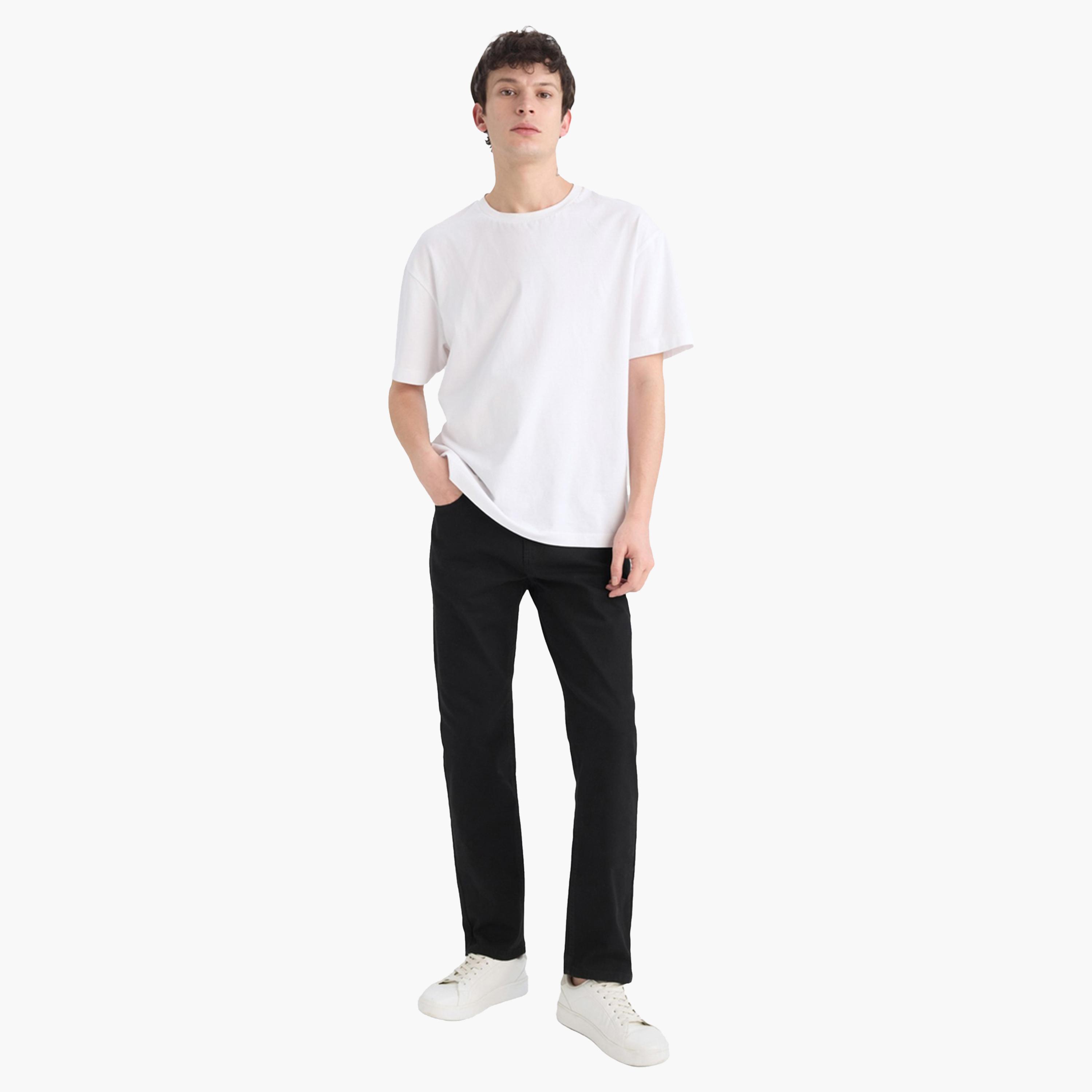 DeFacto X Styli Men's Dark Wash Black Plain Jeans-men-clothing-bottoms-jeans-image-2