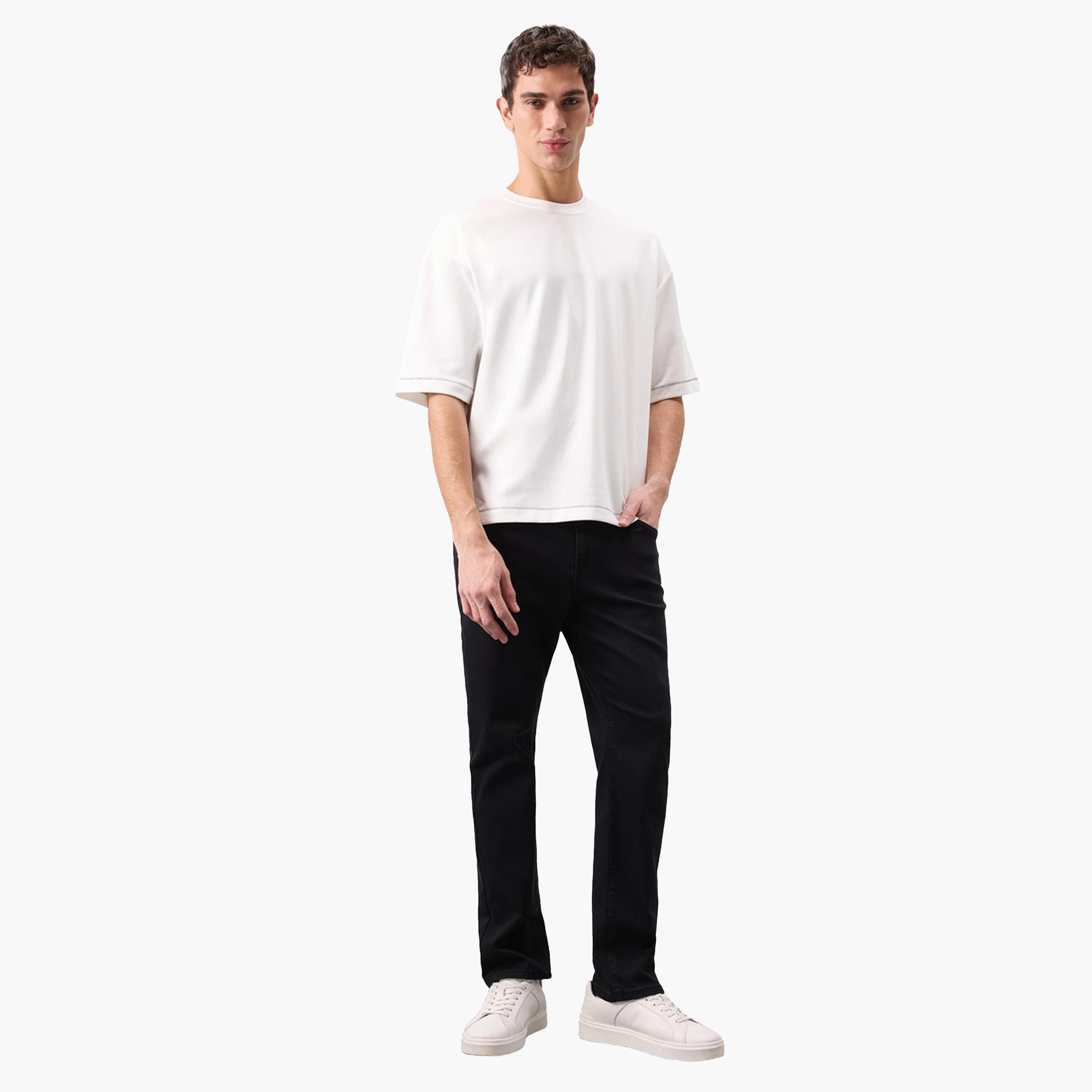 DeFacto X Styli Men's Dark Wash Black Straight Leg Jeans-men-clothing-bottoms-jeans-image-2