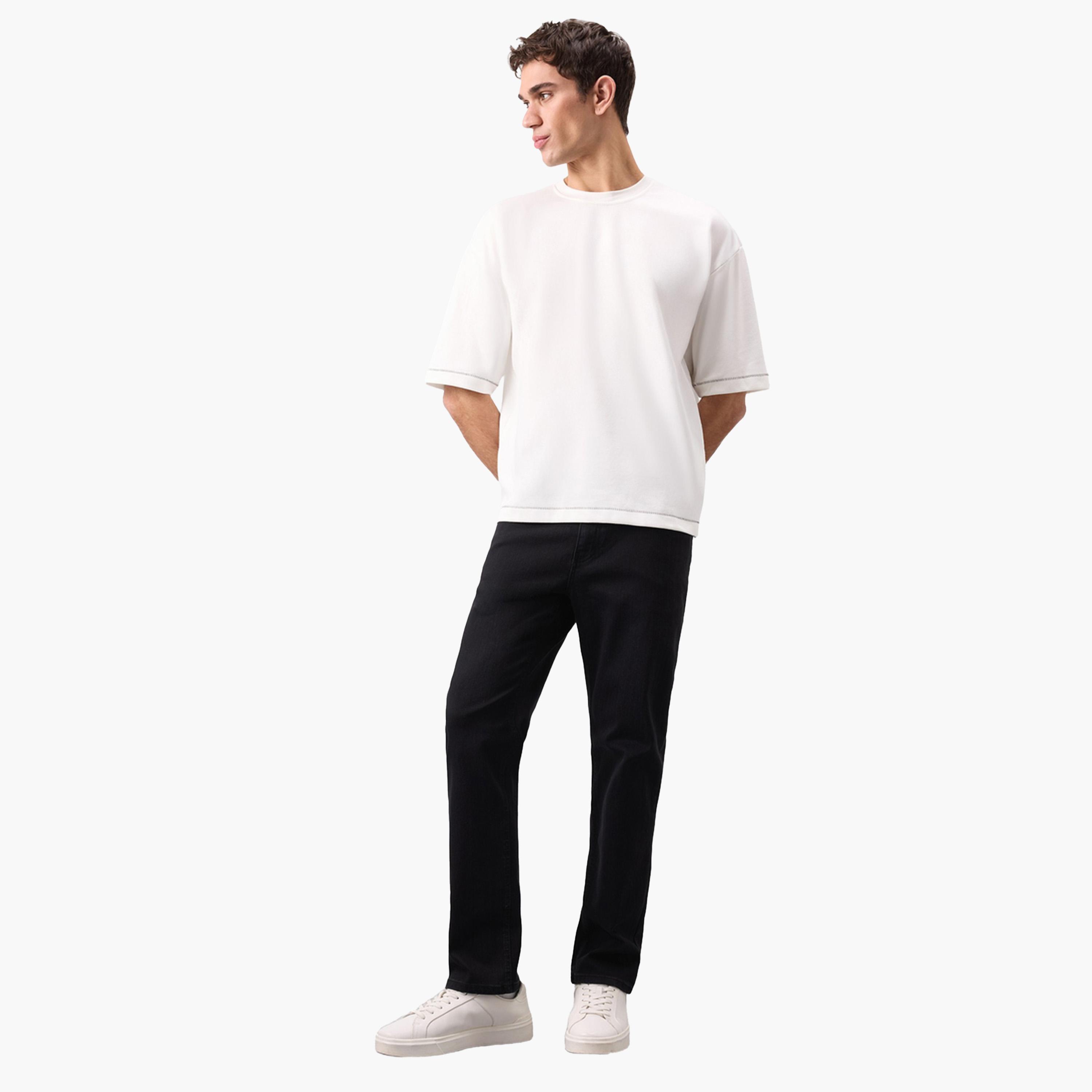 DeFacto X Styli Men's Dark Wash Black Straight Leg Jeans-men-clothing-bottoms-jeans-image-4