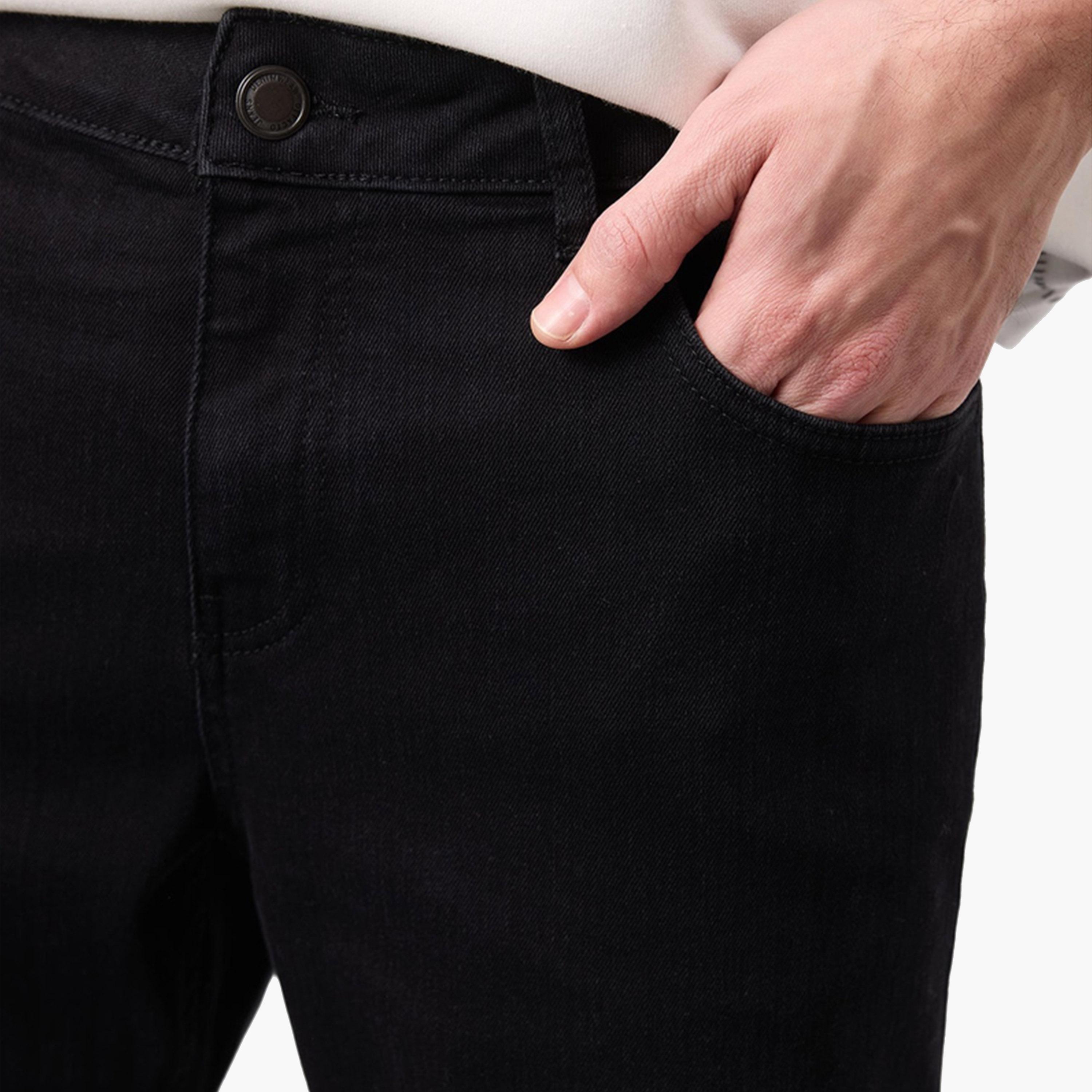 DeFacto X Styli Men's Dark Wash Black Straight Leg Jeans-men-clothing-bottoms-jeans-image-6