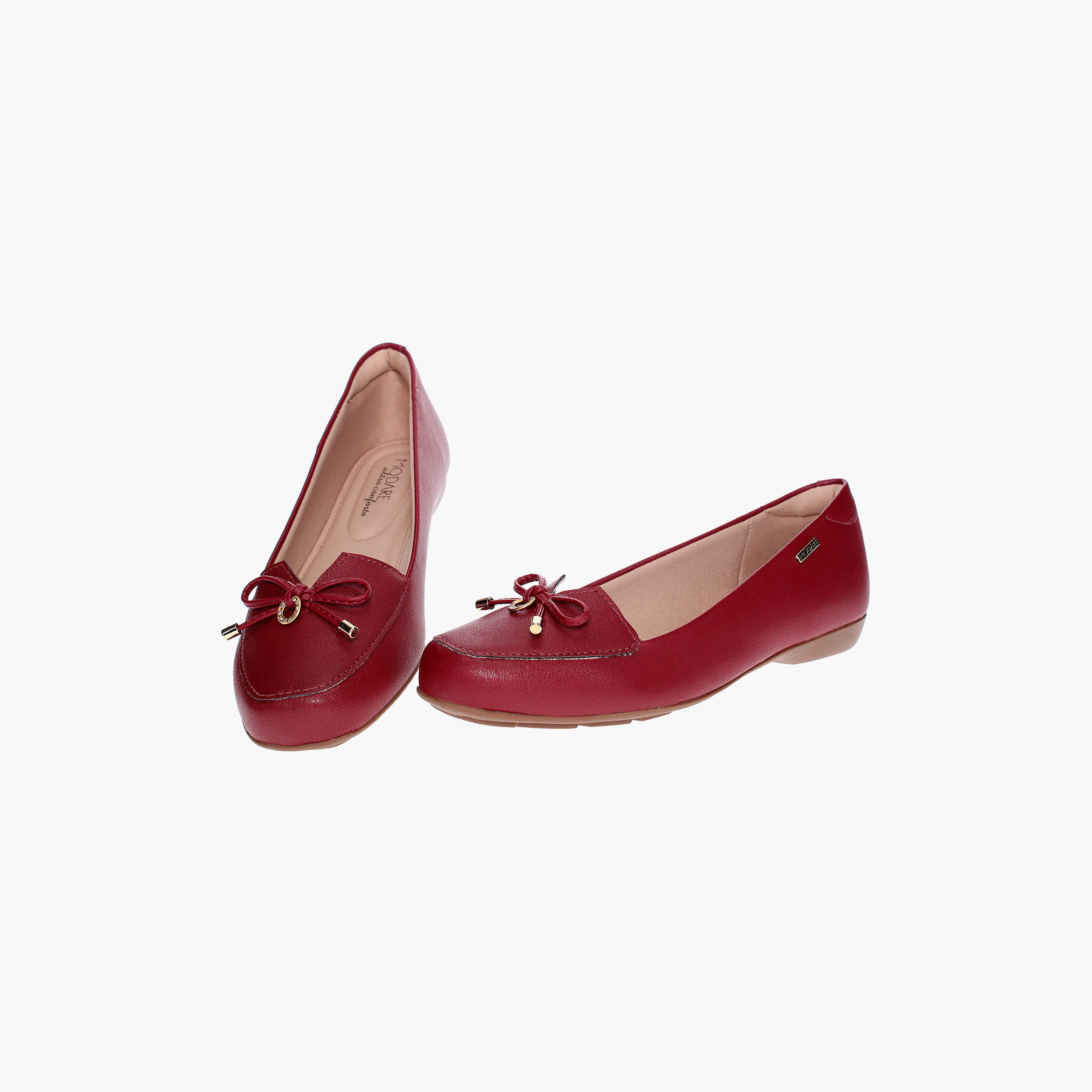 حذاء باليرينا نسائي ذو مقدمة دائرية من موداري مع مزين فيونكة صغيرة | 7016-461-21736-women-shoes-ballerinas-image-4