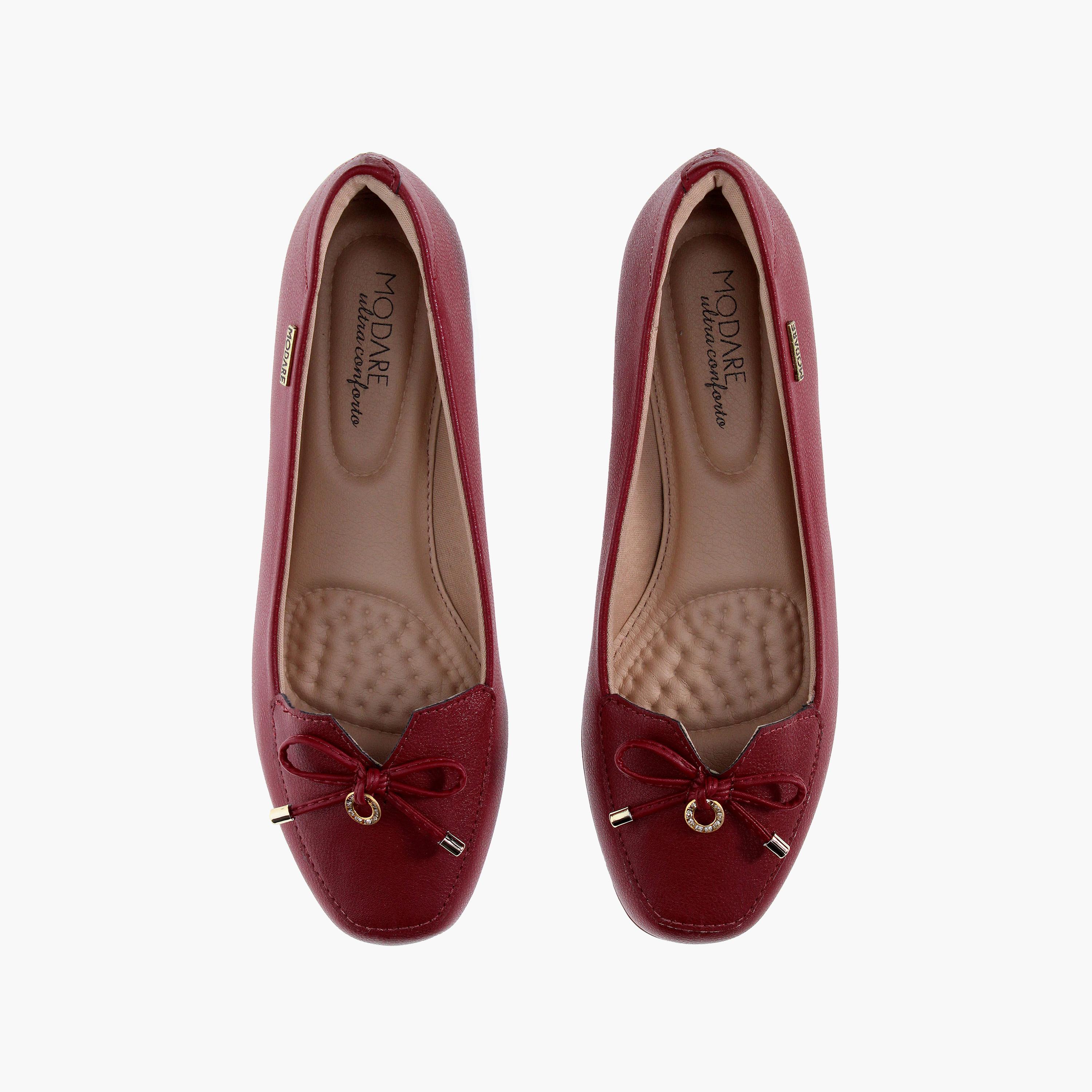 حذاء باليرينا نسائي ذو مقدمة دائرية من موداري مع مزين فيونكة صغيرة | 7016-461-21736-women-shoes-ballerinas-image-5