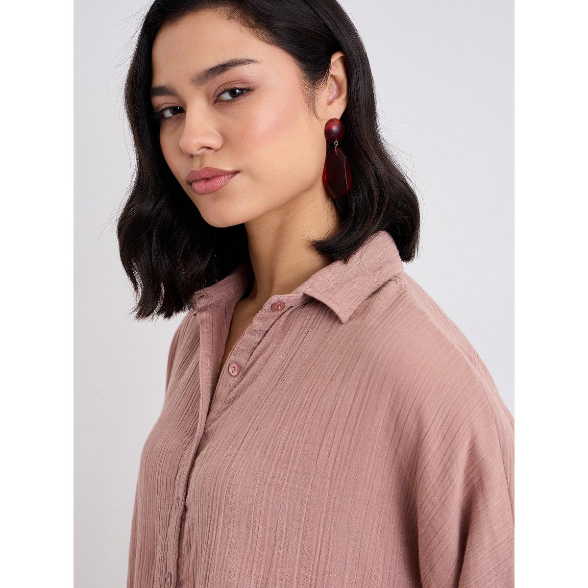 Styli Women Textured Oversized Shirt and Pants Co-Ords-women-clothing-coordsets-image-3