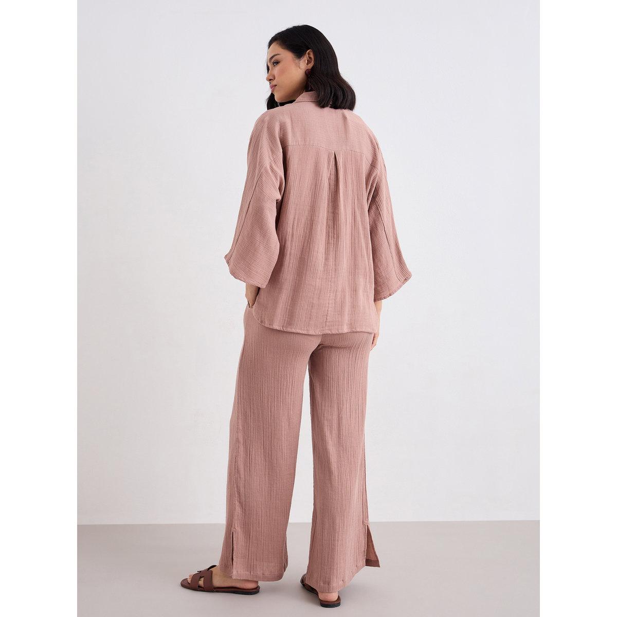 طقم منسق من بنطال وبلوزة فضفاضة-women-clothing-coordsets-image-4