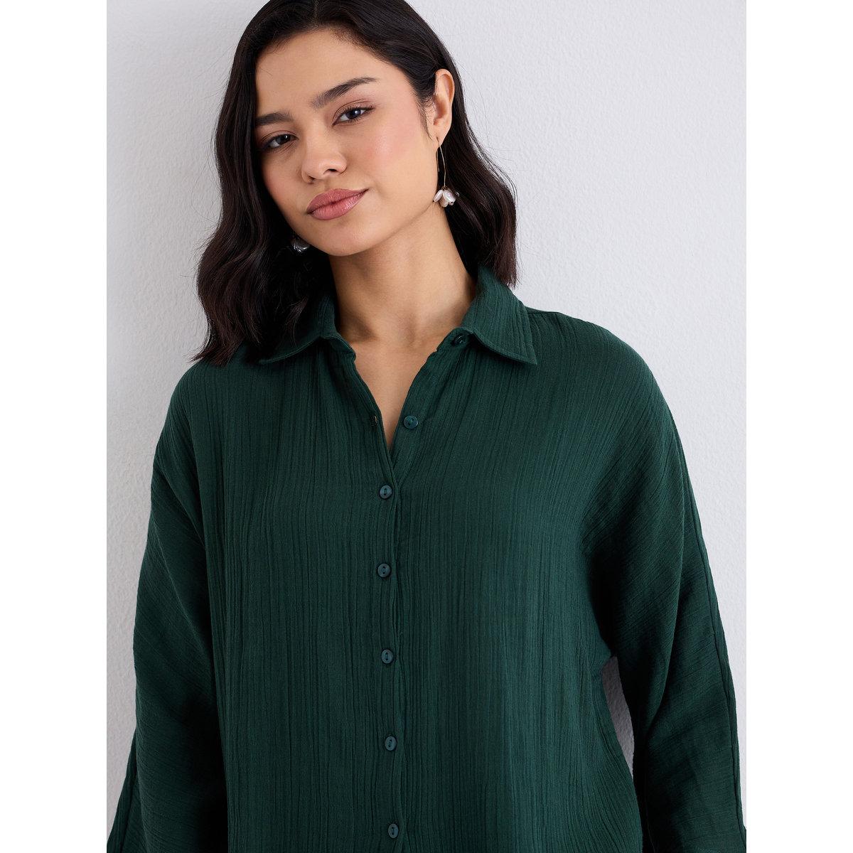 Styli Women Textured Oversized Shirt and Pants Co-Ords-women-clothing-coordsets-image-3