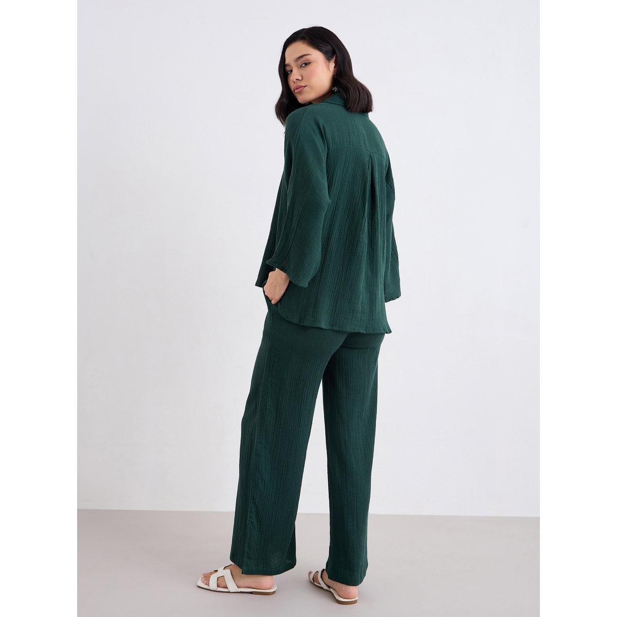 Styli Women Textured Oversized Shirt and Pants Co-Ords-women-clothing-coordsets-image-4