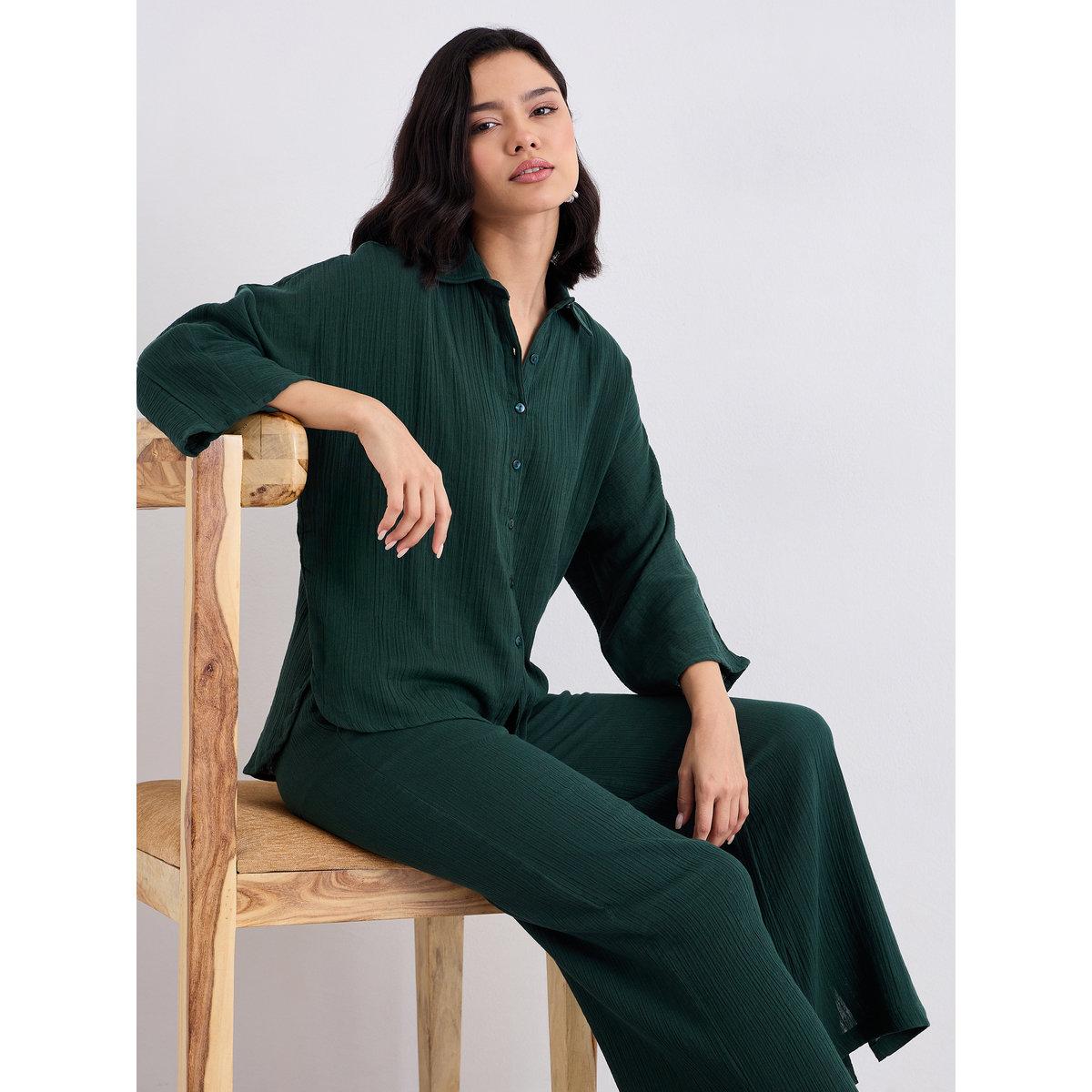 طقم منسق من بنطال وبلوزة فضفاضة-women-clothing-coordsets-image-5