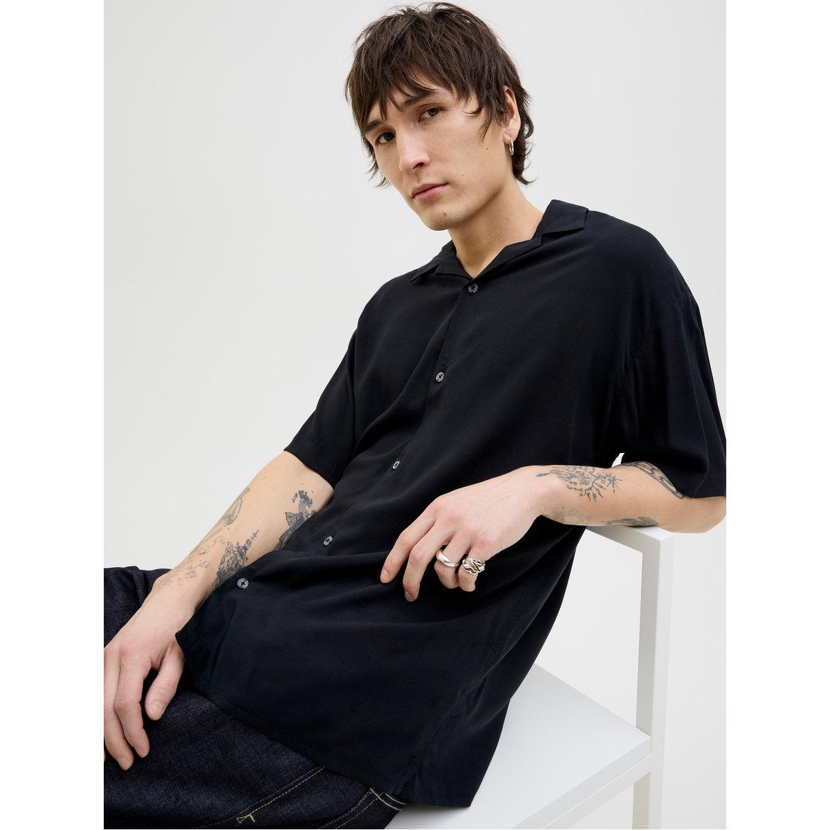Jack & Jones Solid Resort Collar Short Sleeve Shirt-men-clothing-shirts-image-1