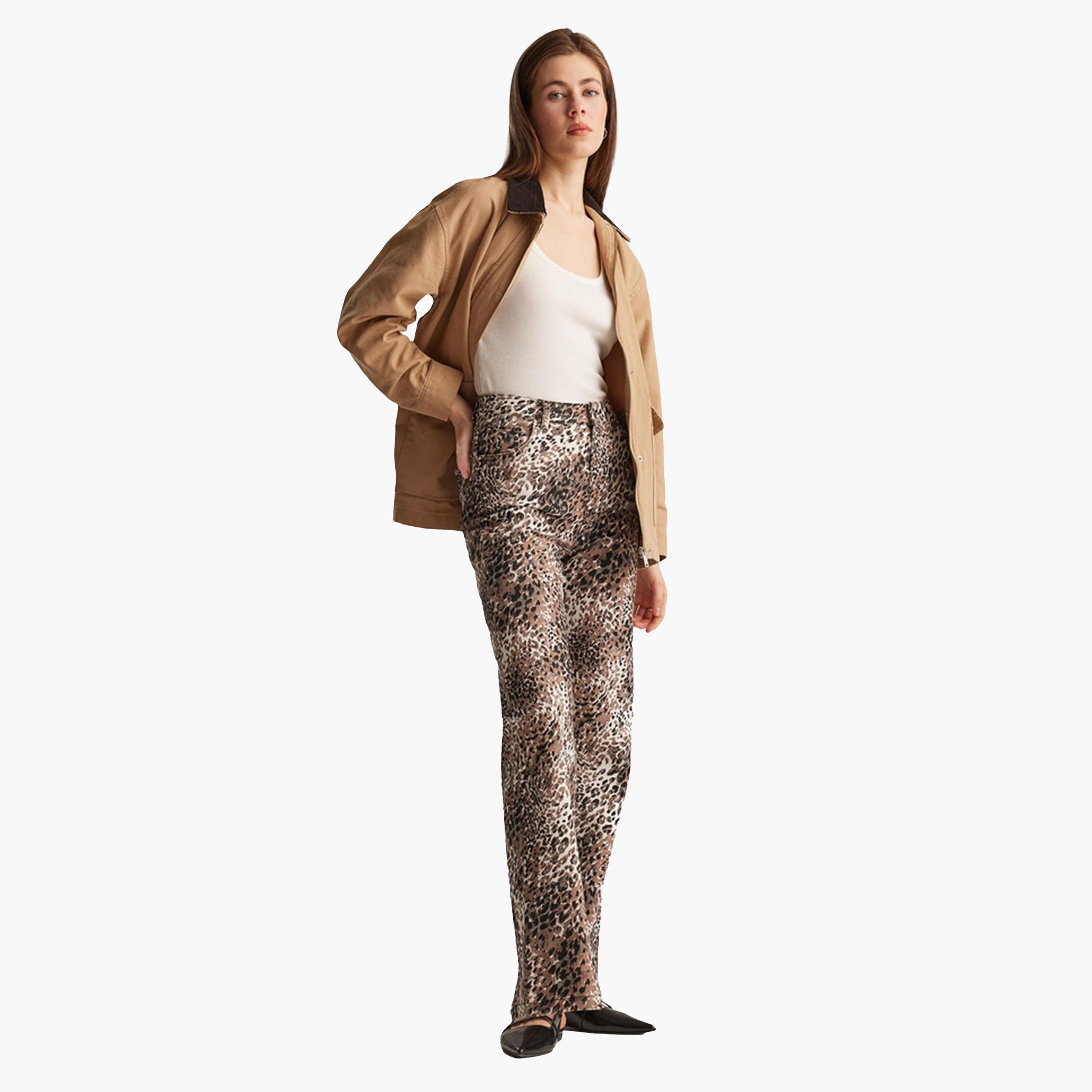 DeFacto X Styli Black Leopard Print Stright Fit High Waist Pant-women-clothing-bottoms-trousers-image-5
