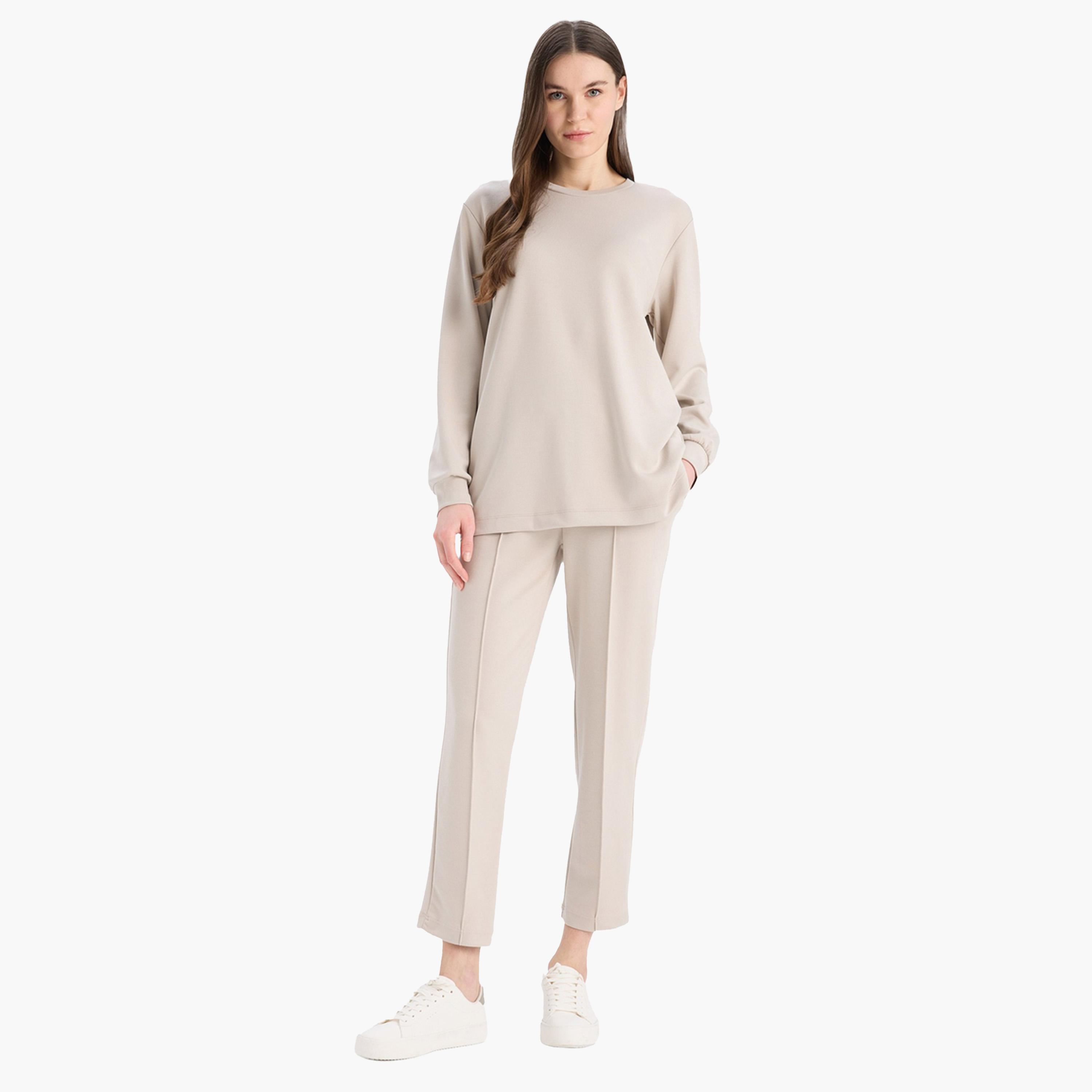 DeFacto X Styli Women Beige Regular Fit Flexible Waist Pant-women-clothing-bottoms-trousers-image-1